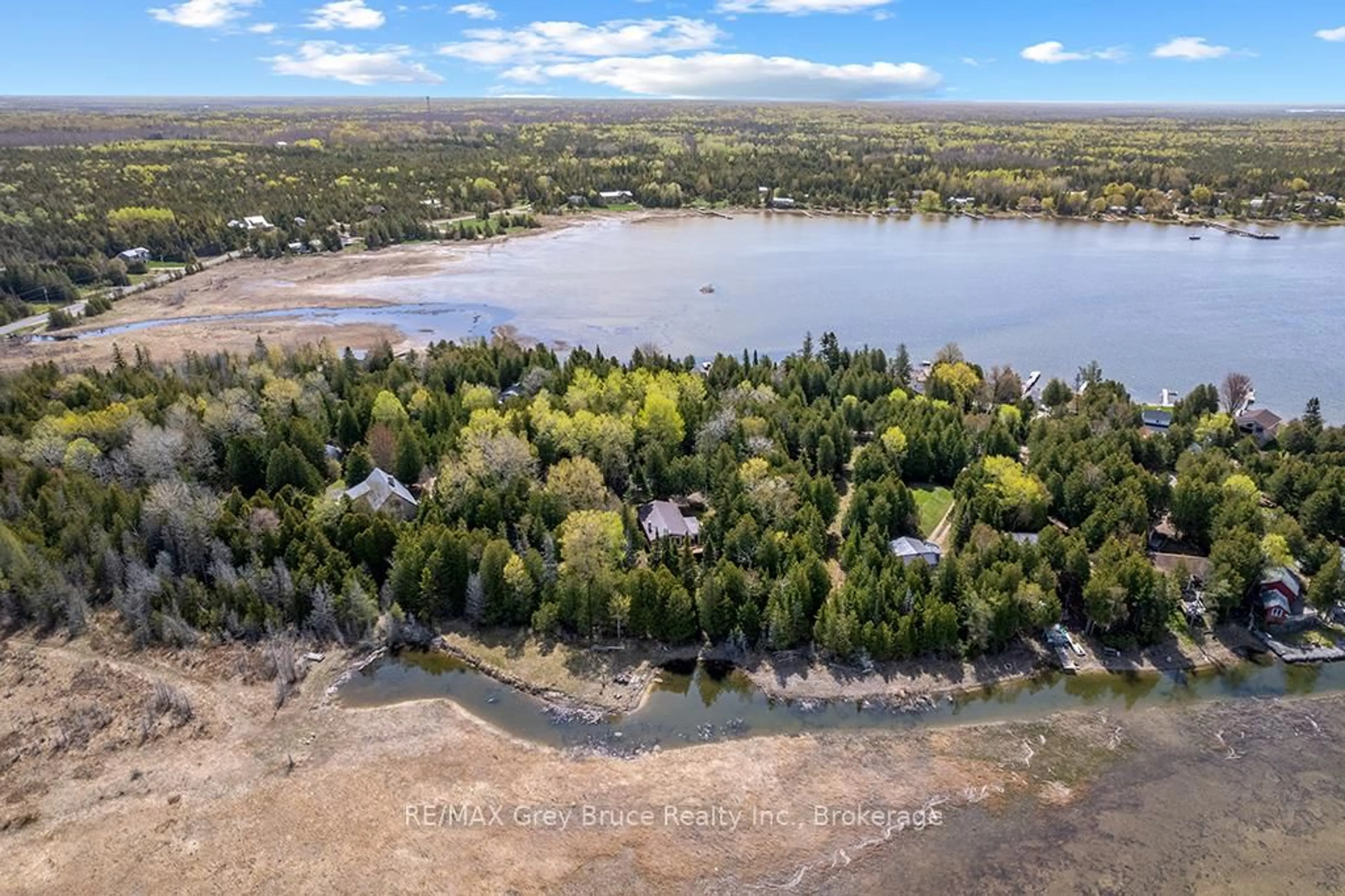 A pic from outside/outdoor area/front of a property/back of a property/a pic from drone, water/lake/river/ocean view for 28 Stewarts Pt, Northern Bruce Peninsula Ontario N0H 1W0