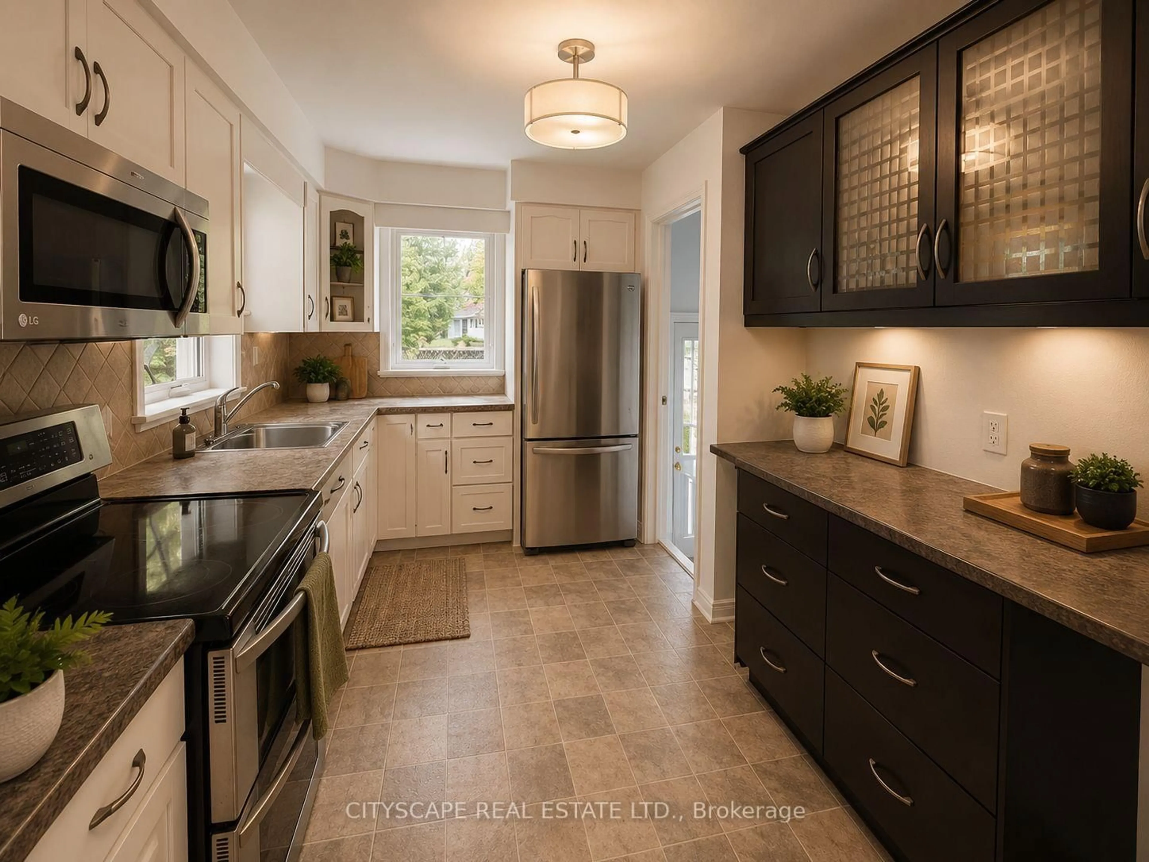 Open concept kitchen, ceramic/tile floor for 17 Rita St, Hamilton Ontario L9H 4S1