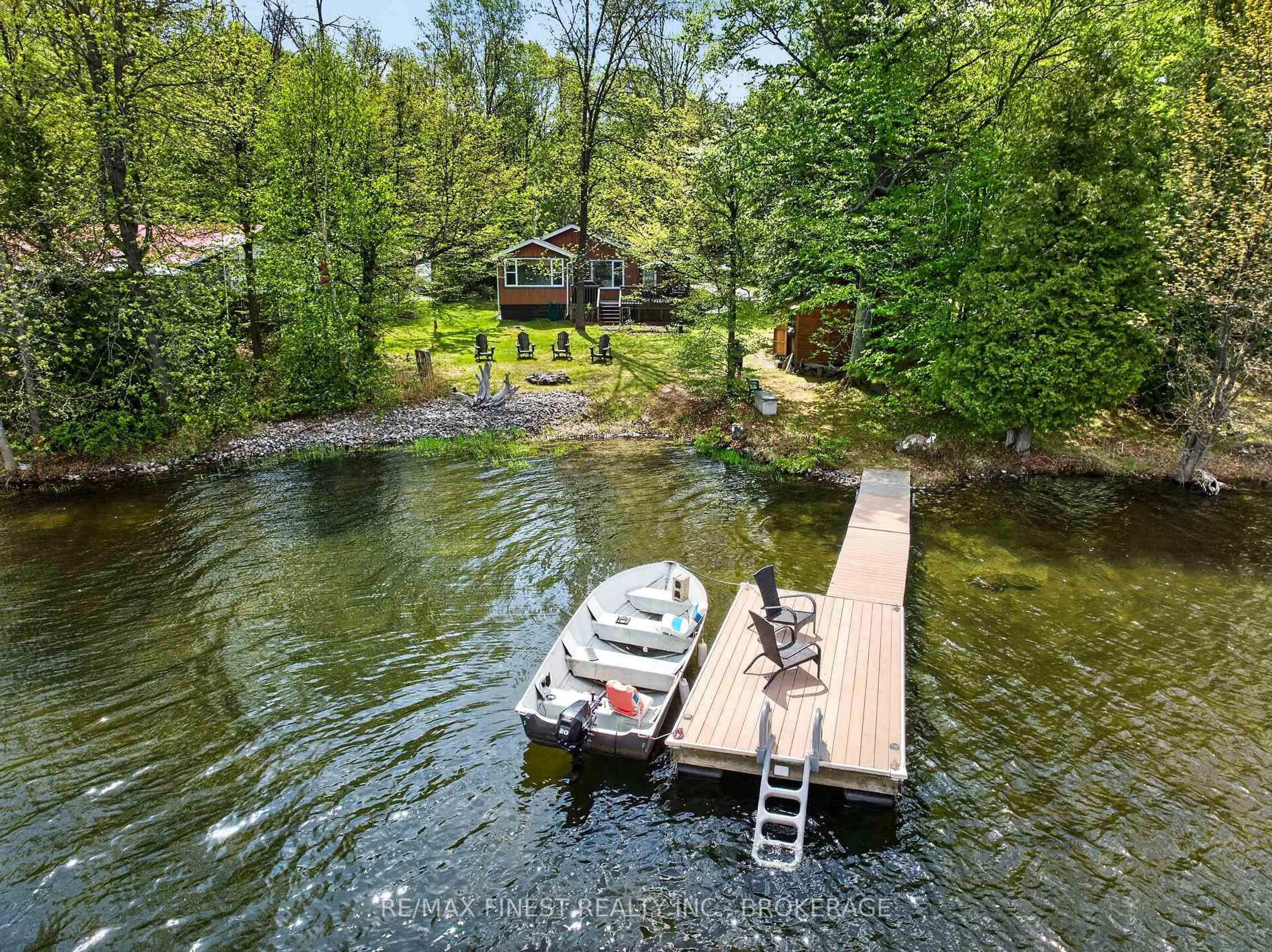 A pic from outside/outdoor area/front of a property/back of a property/a pic from drone, water/lake/river/ocean view for 19 Gull Bay Lane, Maberly Ontario K0H 2B0