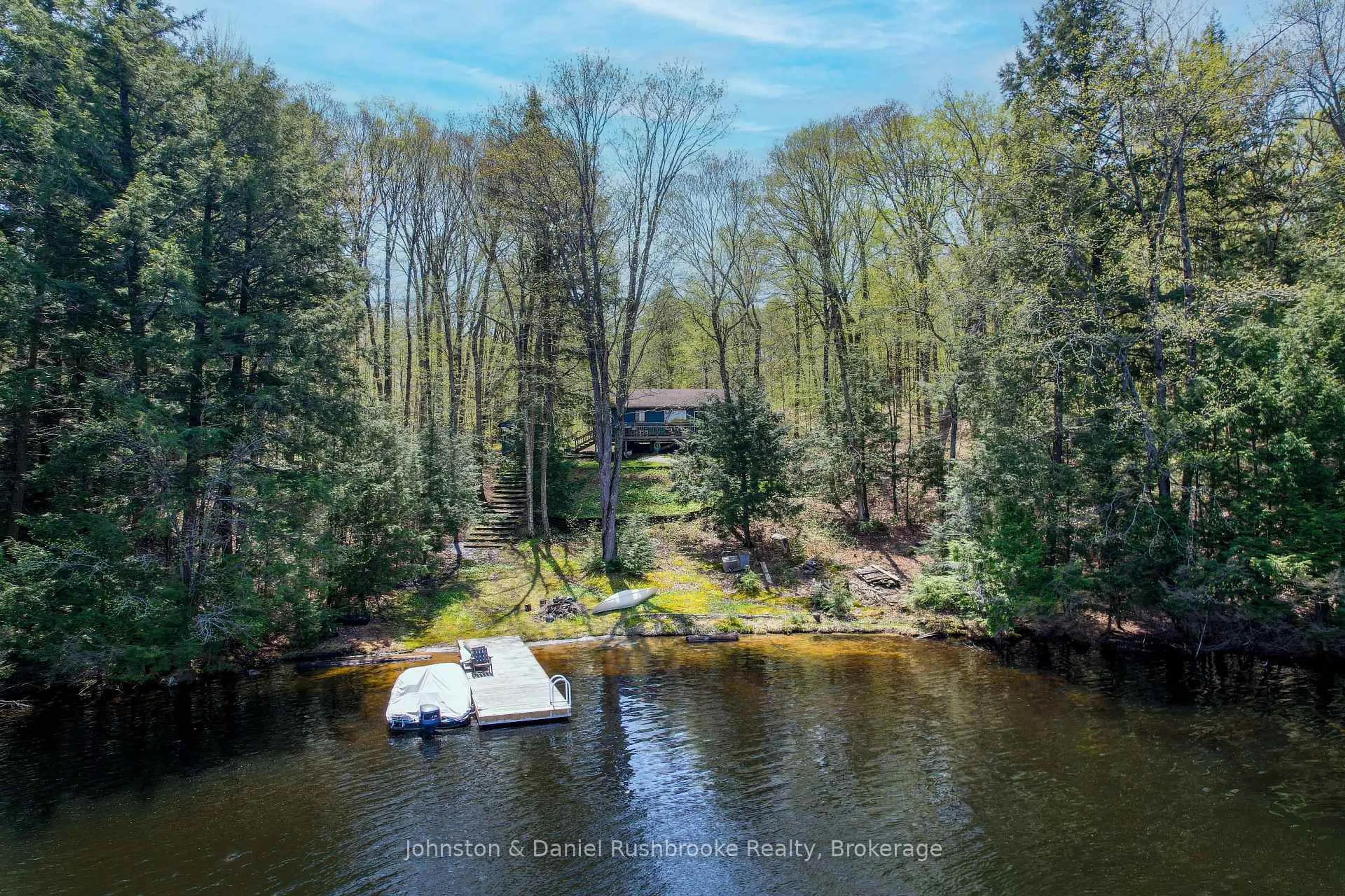 A pic from outside/outdoor area/front of a property/back of a property/a pic from drone, water/lake/river/ocean view for 495 Webster's Lane, Georgian Bay Ontario L0K 1S0