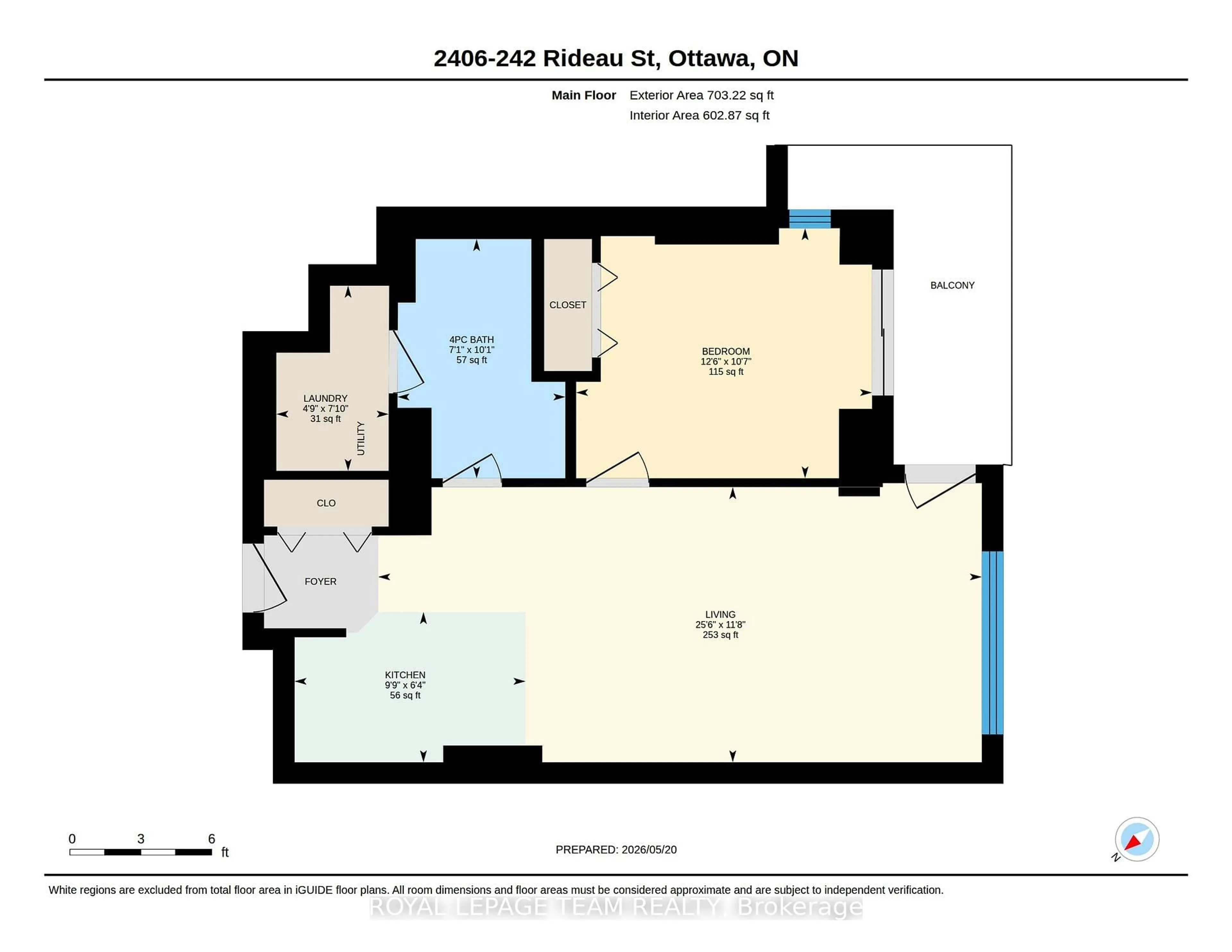 Floor plan for 242 Rideau St #2406, Ottawa Ontario K1N 0B7