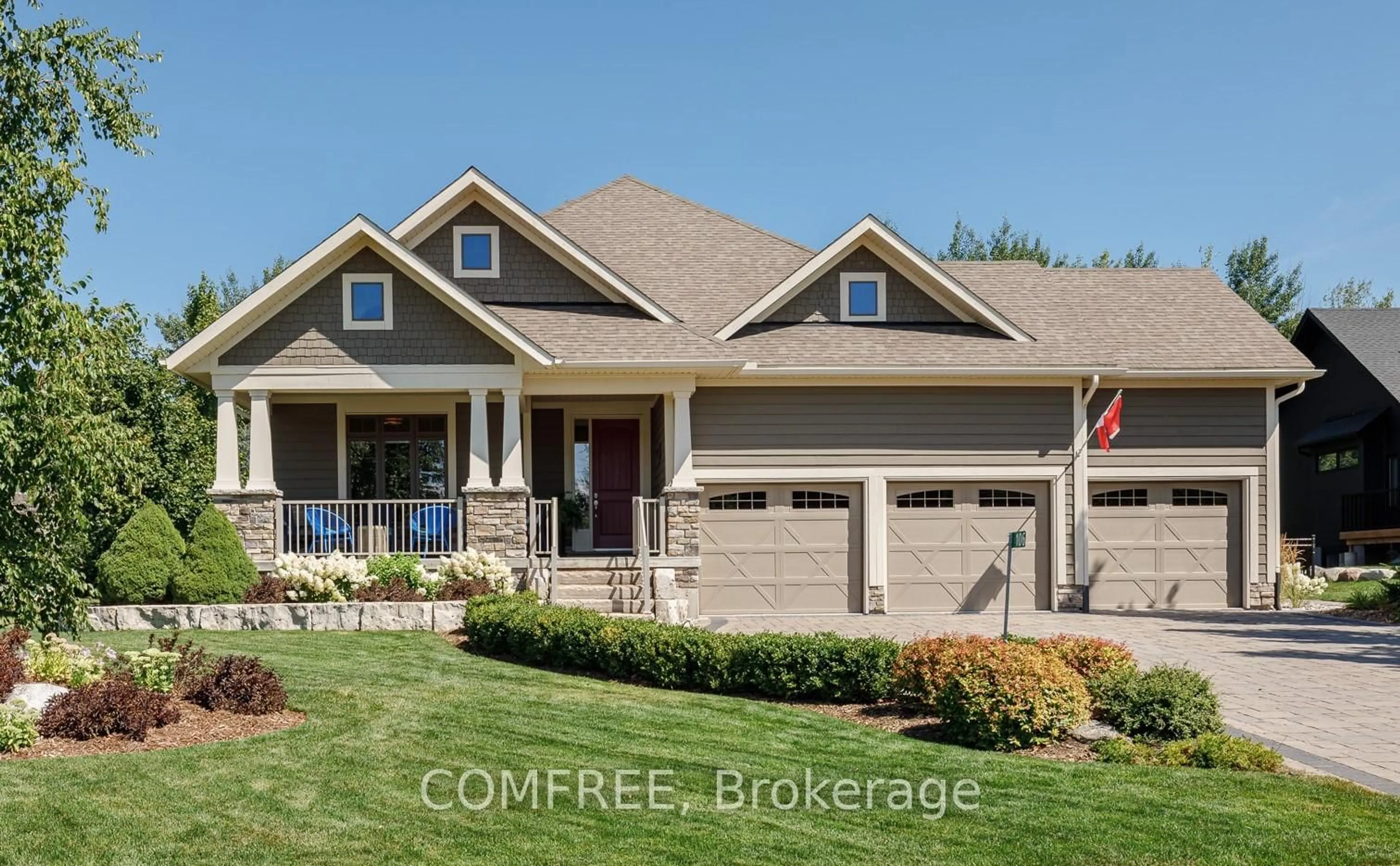 Home with brick exterior material, street for 106 High Bluff Lane, Blue Mountains Ontario N0H 2P0