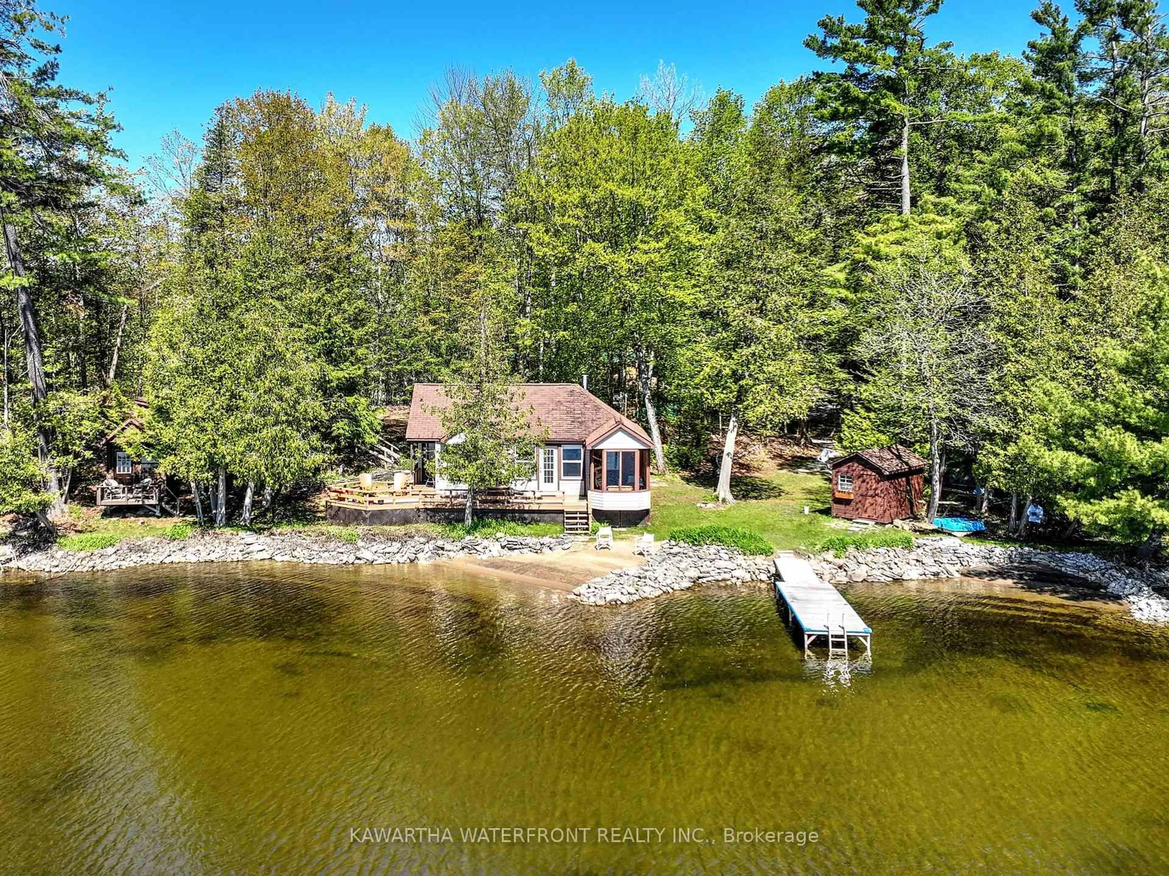 A pic from outside/outdoor area/front of a property/back of a property/a pic from drone, water/lake/river/ocean view for 103 Shadow Lake 2 Rd, Kawartha Lakes Ontario K0M 2L0