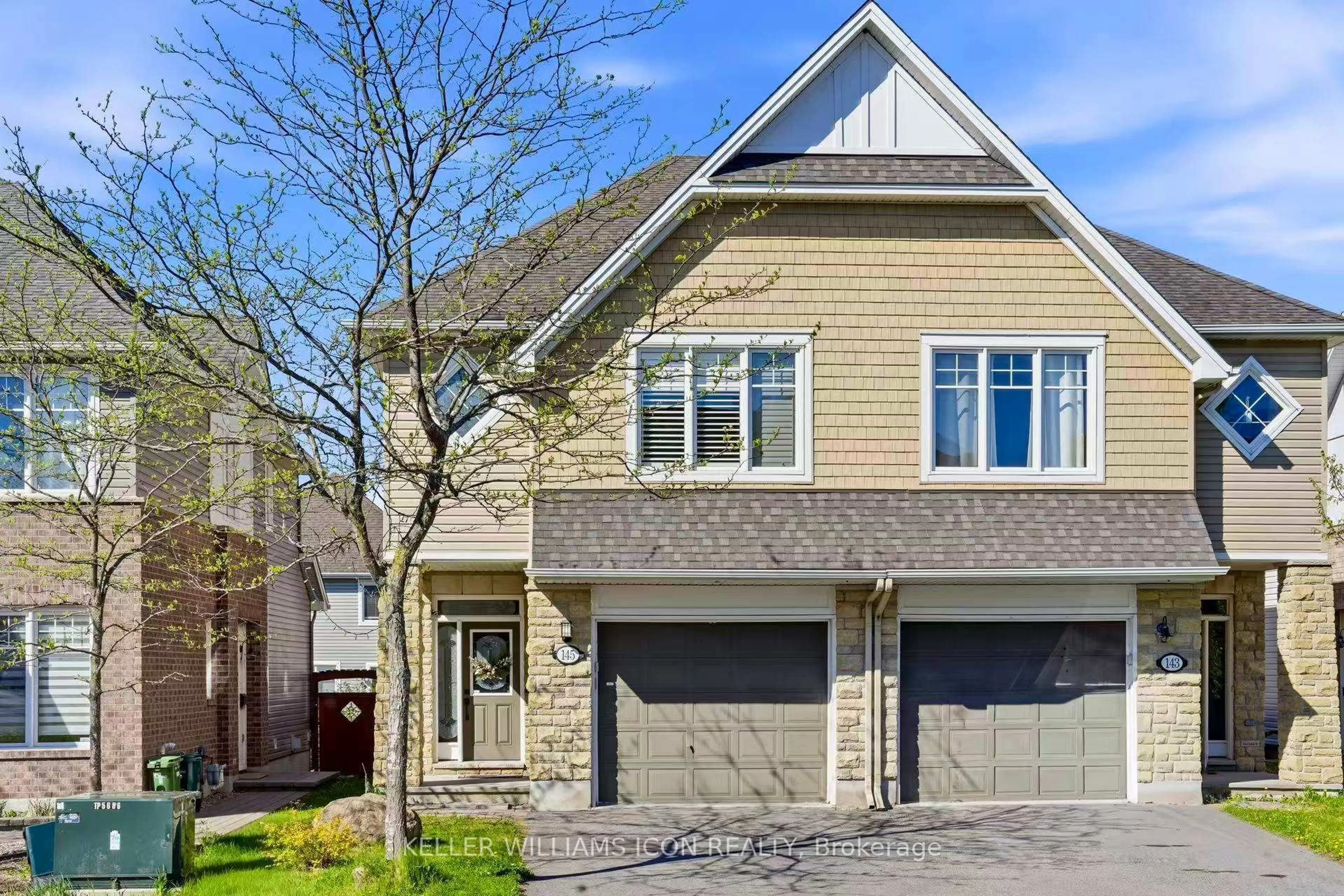Home with vinyl exterior material, street for 145 Abetti Rdge, Ottawa Ontario K2J 0Y7