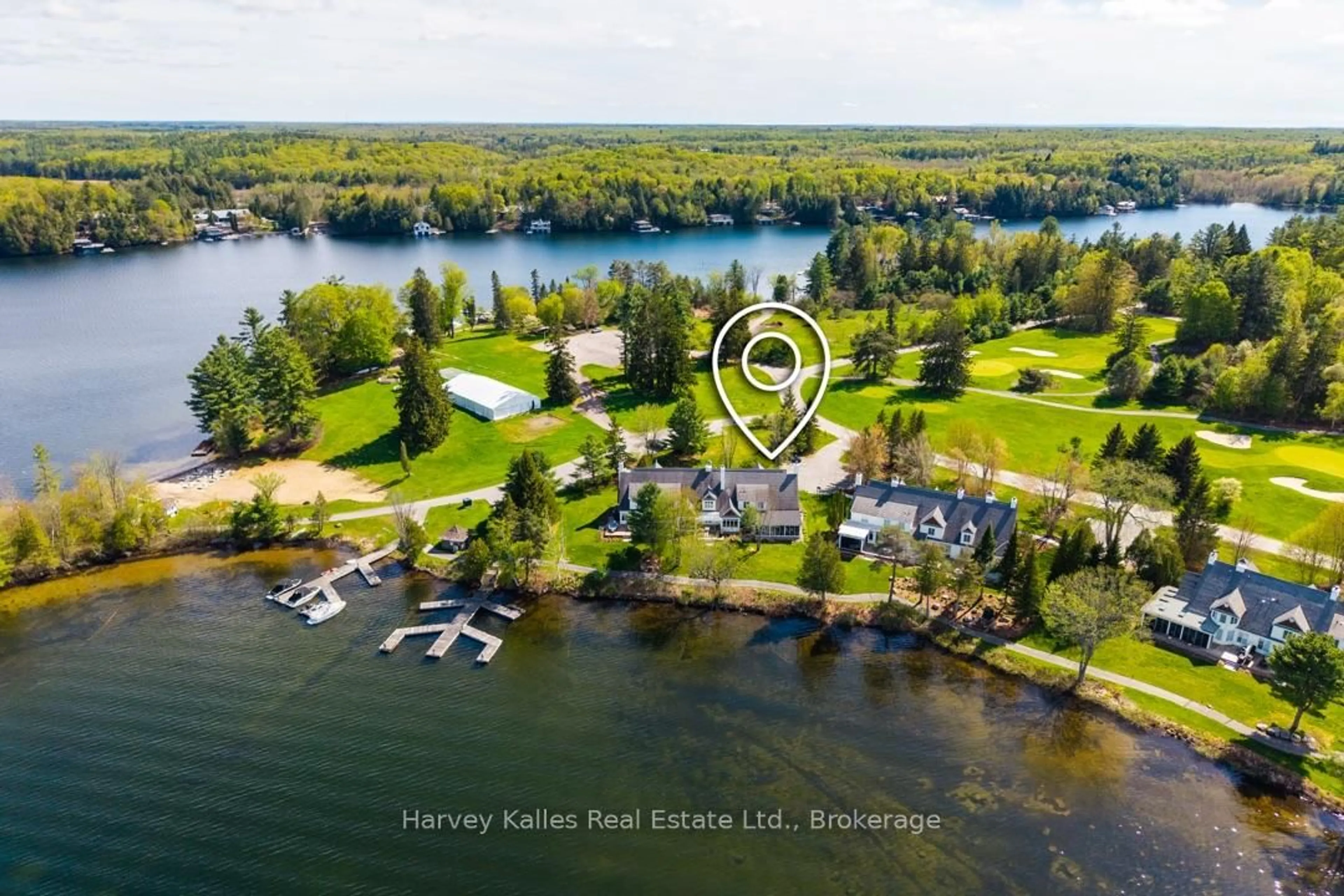 A pic from outside/outdoor area/front of a property/back of a property/a pic from drone, water/lake/river/ocean view for 1131 Elgin House Rd #1, Muskoka Lakes Ontario P0B 1J0