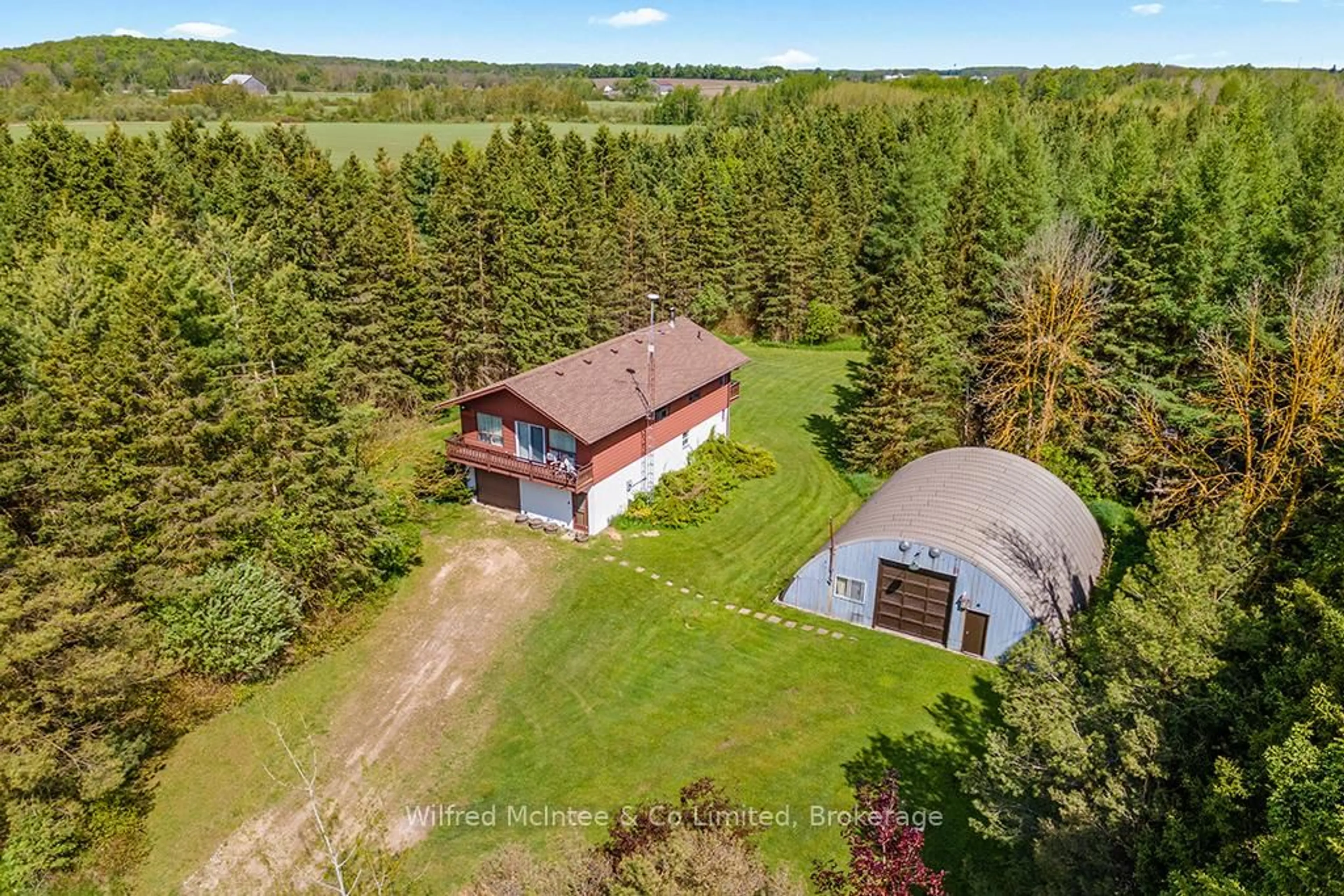 A pic from outside/outdoor area/front of a property/back of a property/a pic from drone, water/lake/river/ocean view for 8446 Line 12, Wellington North Ontario N0G 1N0