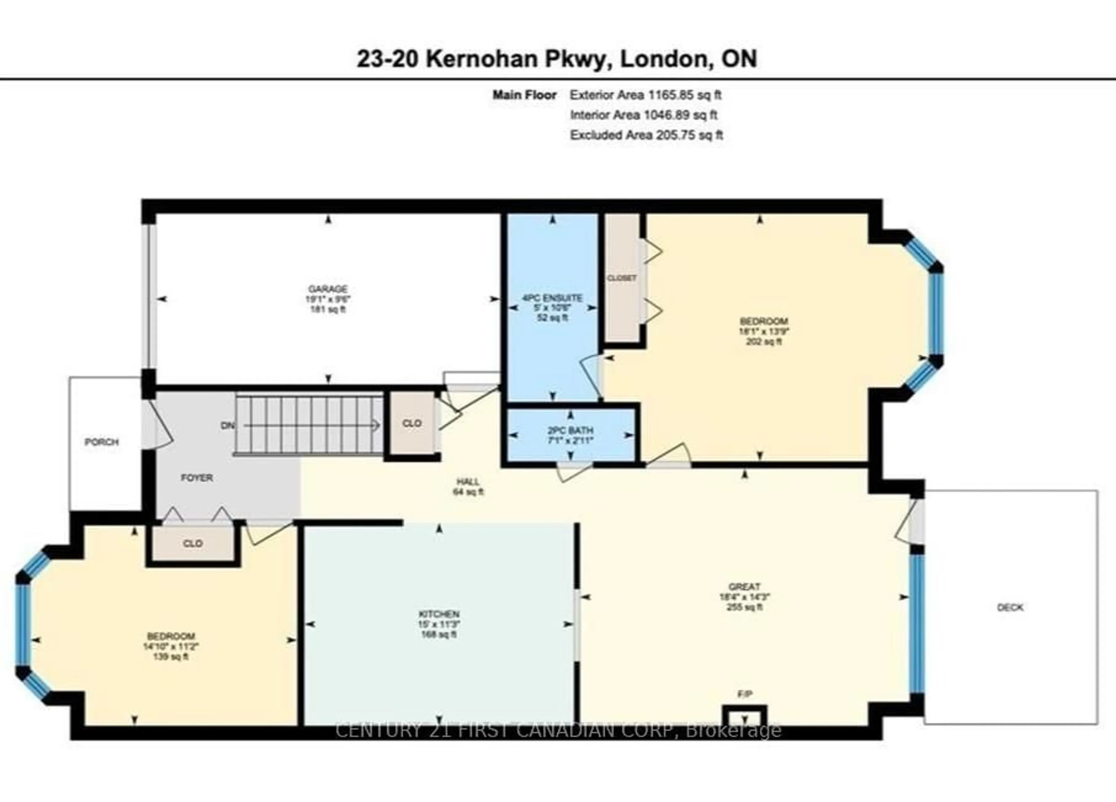 Floor plan for 20 Kernohan Pkwy #23, London South Ontario N6J 4Y3