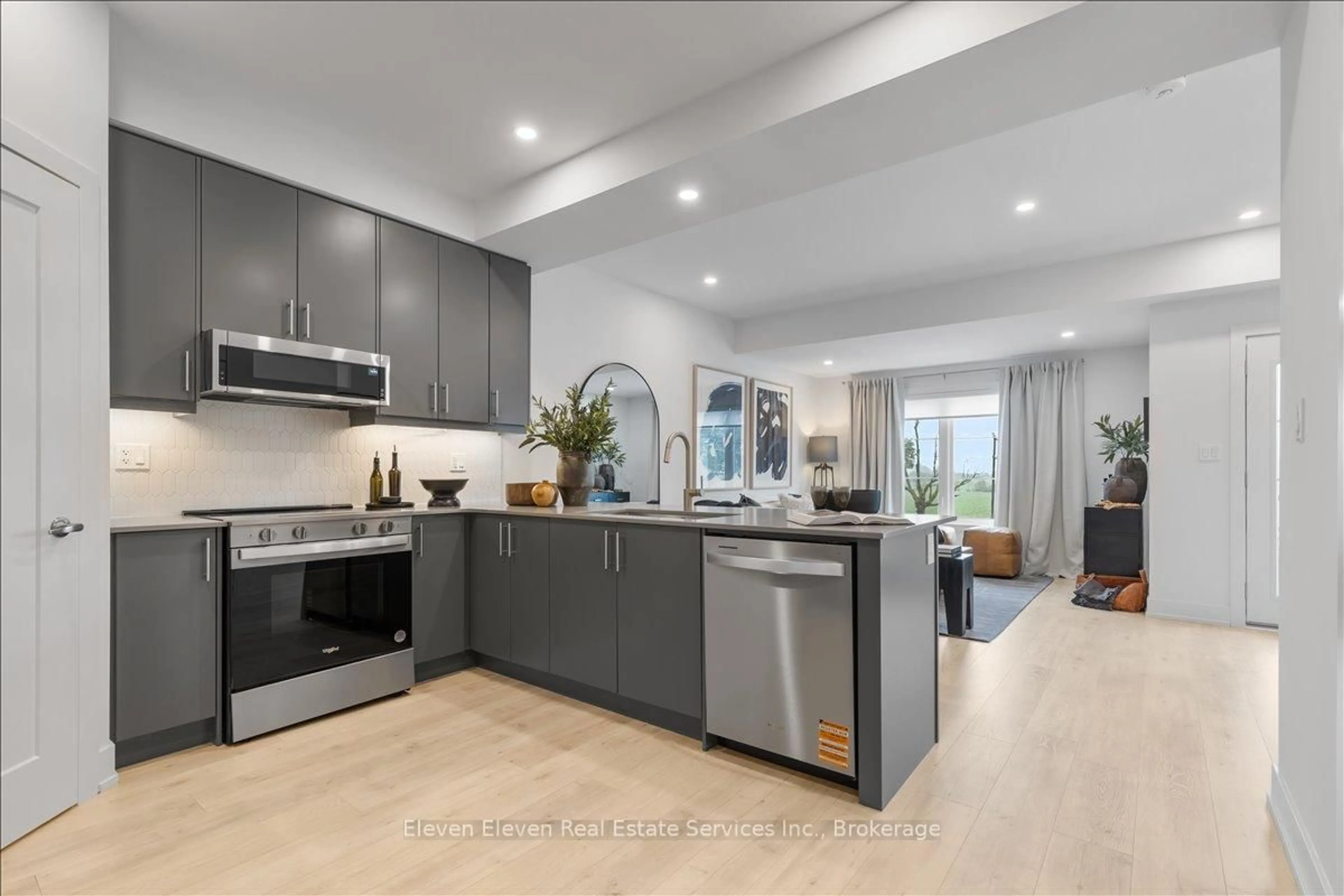 Open concept kitchen, ceramic/tile floor for 76 Ambience St, Stratford Ontario N5A 0L6