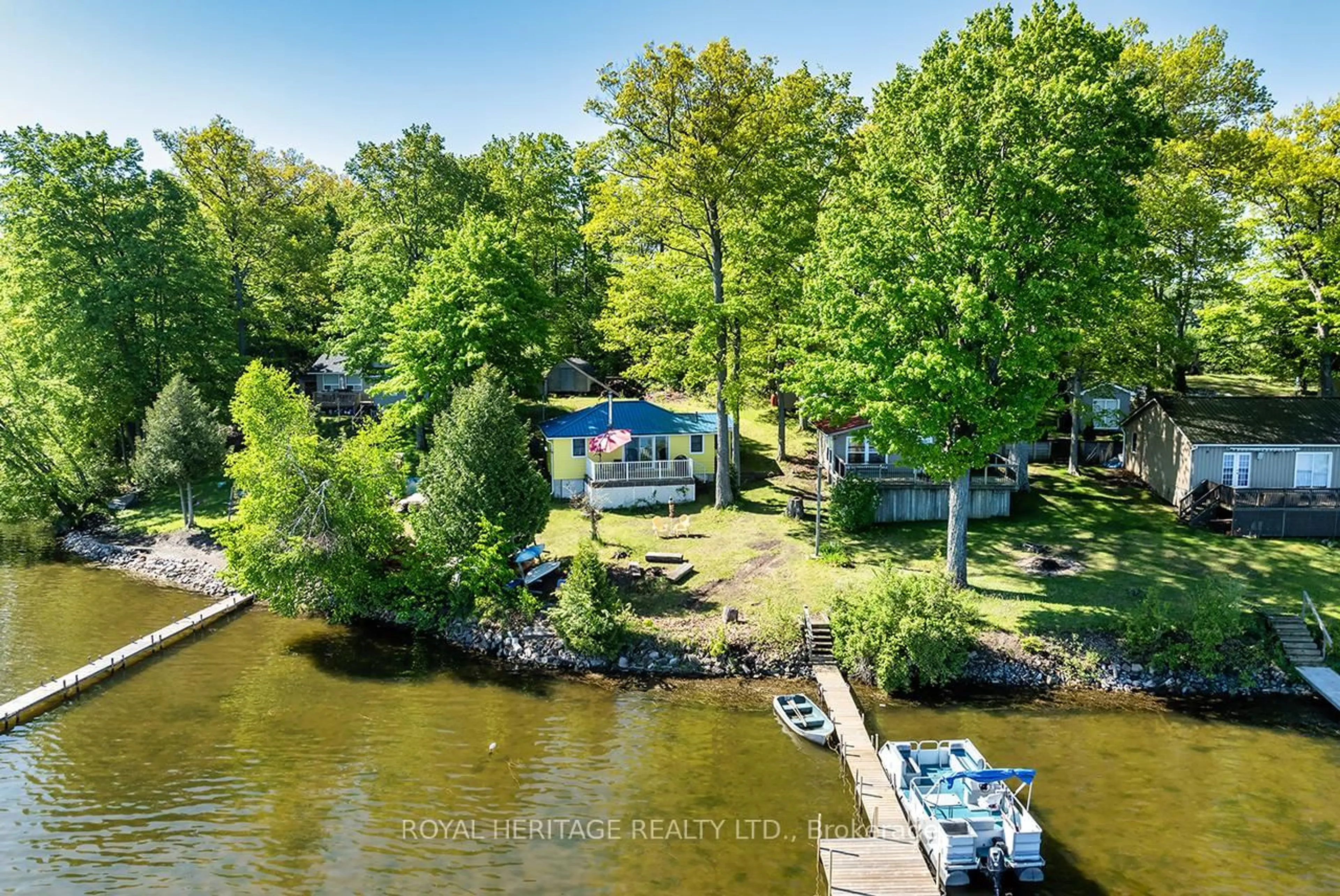A pic from outside/outdoor area/front of a property/back of a property/a pic from drone, water/lake/river/ocean view for 170 Charlie's Island, Hamilton Township Ontario K0L 1E0
