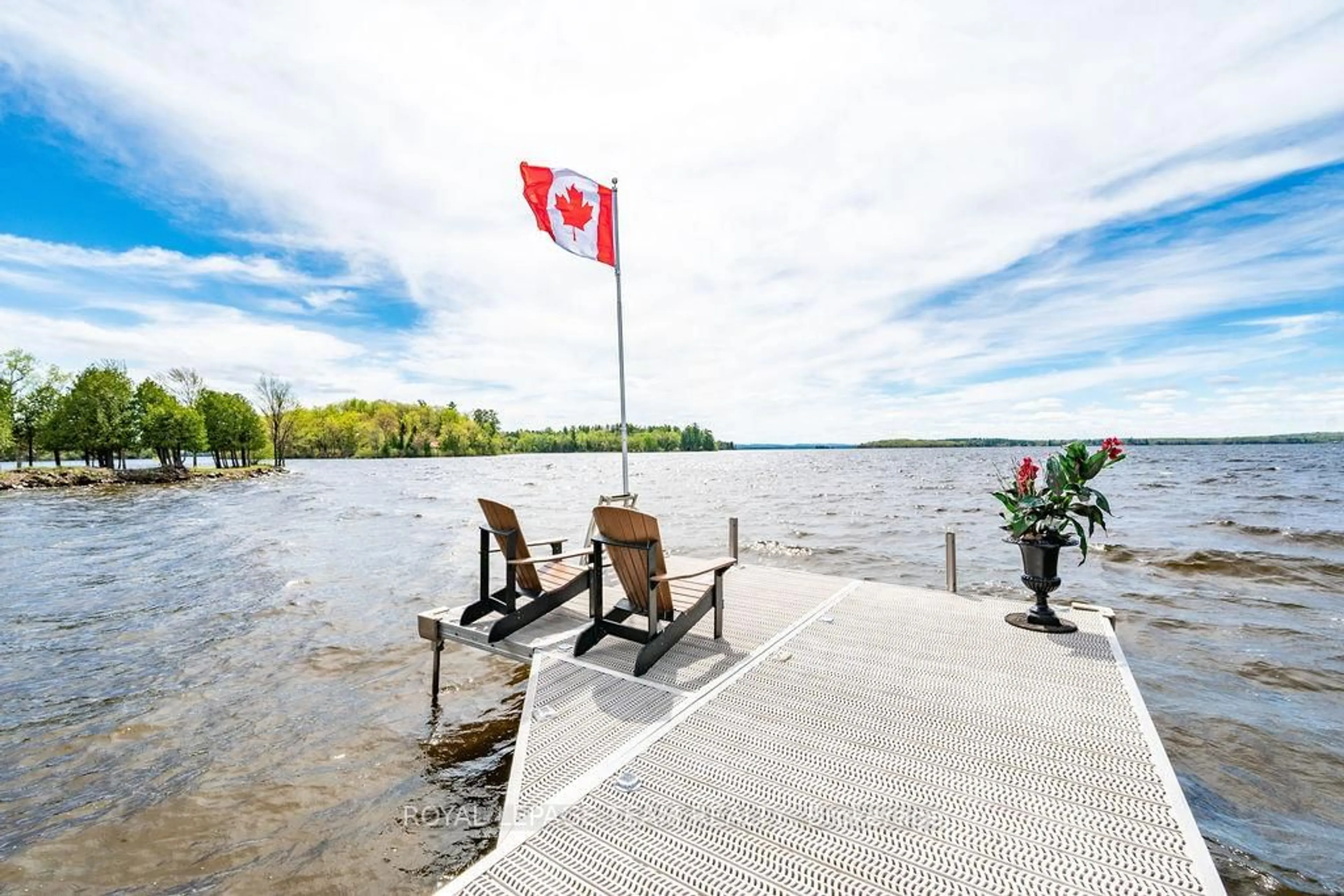 Patio, water/lake/river/ocean view for 437 Island View Dr, Golden Lake Ontario K0J 1X0