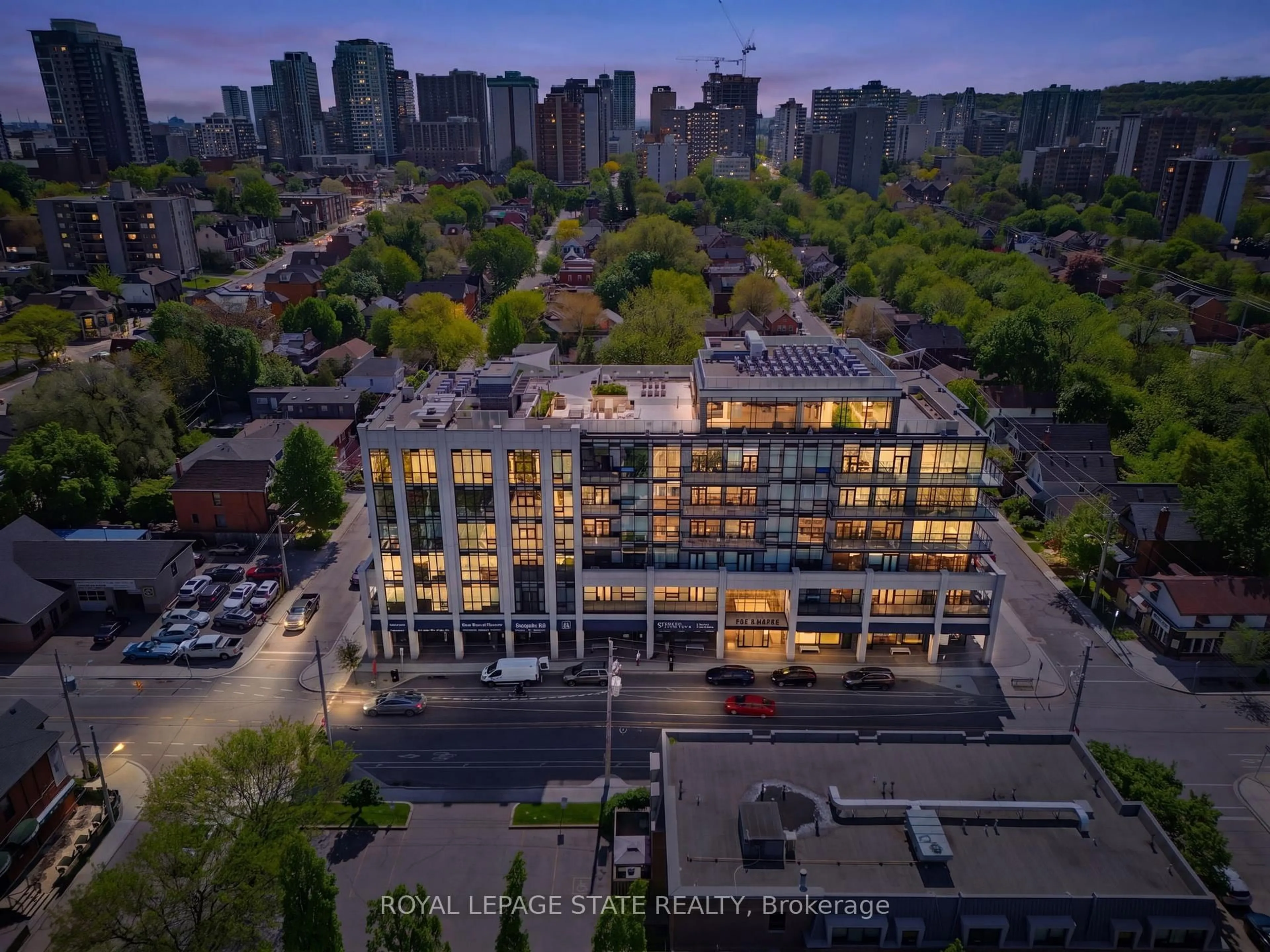 A pic from outside/outdoor area/front of a property/back of a property/a pic from drone, city buildings view from balcony for 101 Locke St #511, Hamilton Ontario L8P 4A6