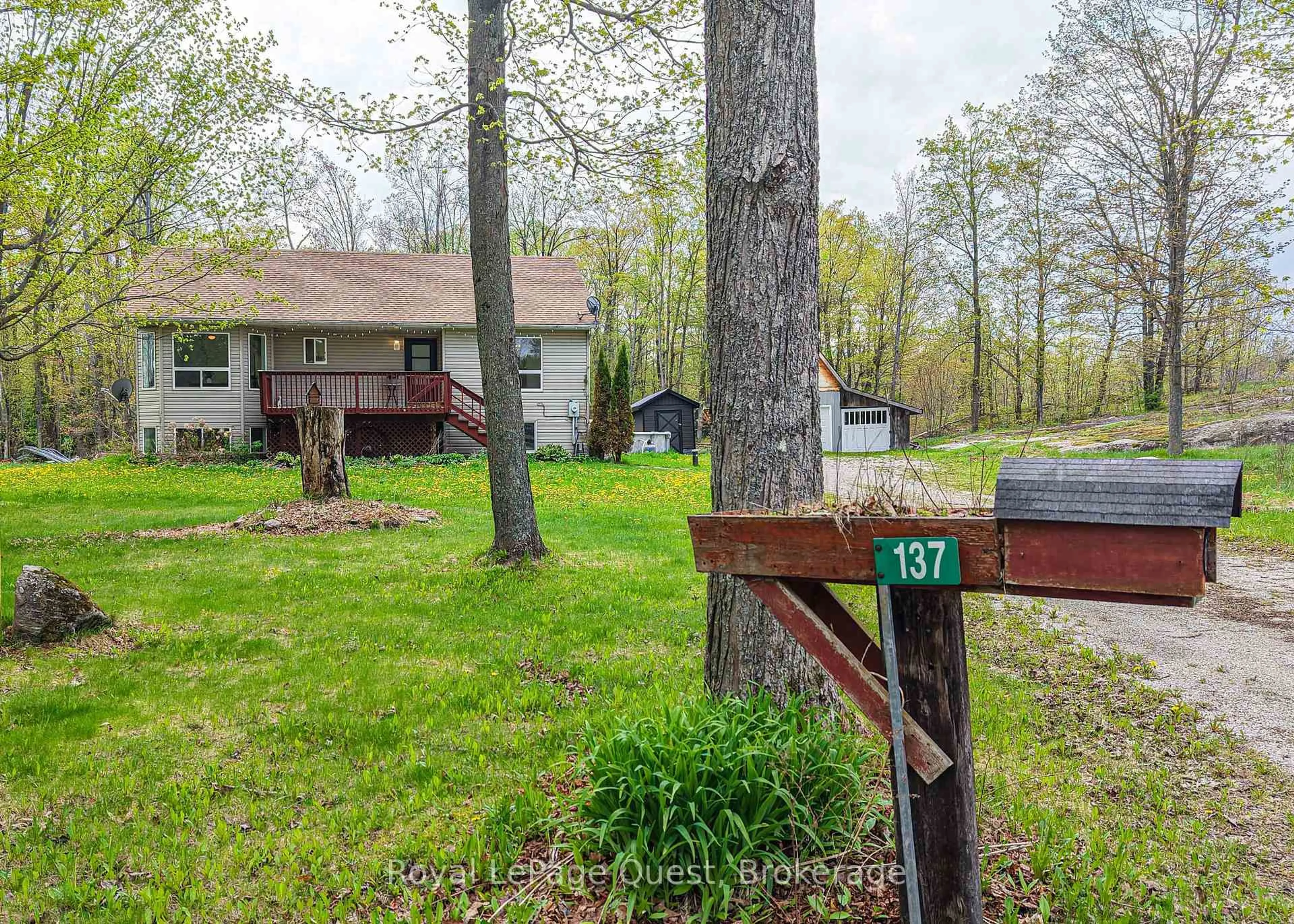 A pic from outside/outdoor area/front of a property/back of a property/a pic from drone, forest/trees view for 137 Morton Lane, Kawartha Lakes Ontario L0K 1W0