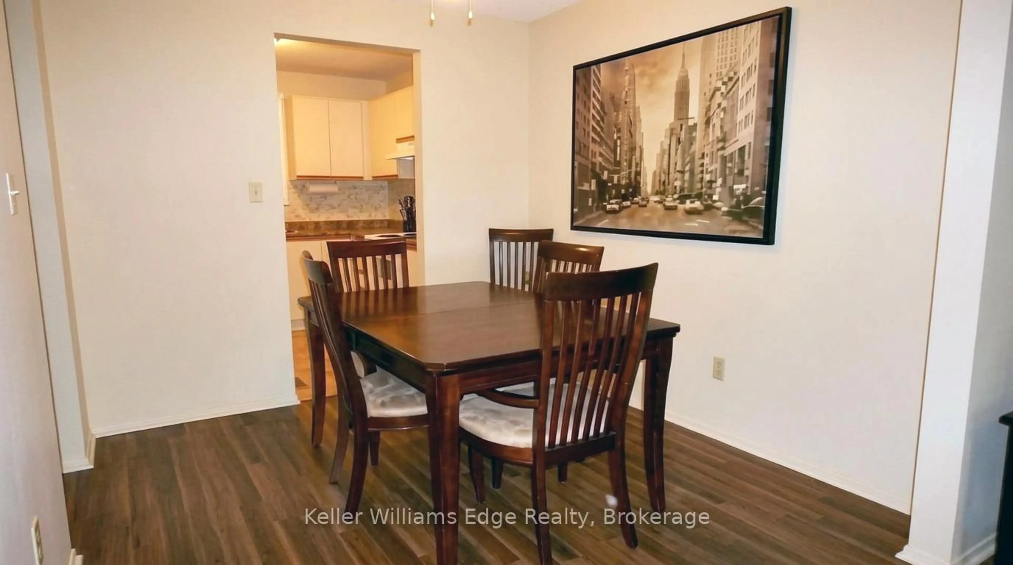 Dining room, wood/laminate floor for 175 Cedar St #10, Cambridge Ontario N1S 4X8