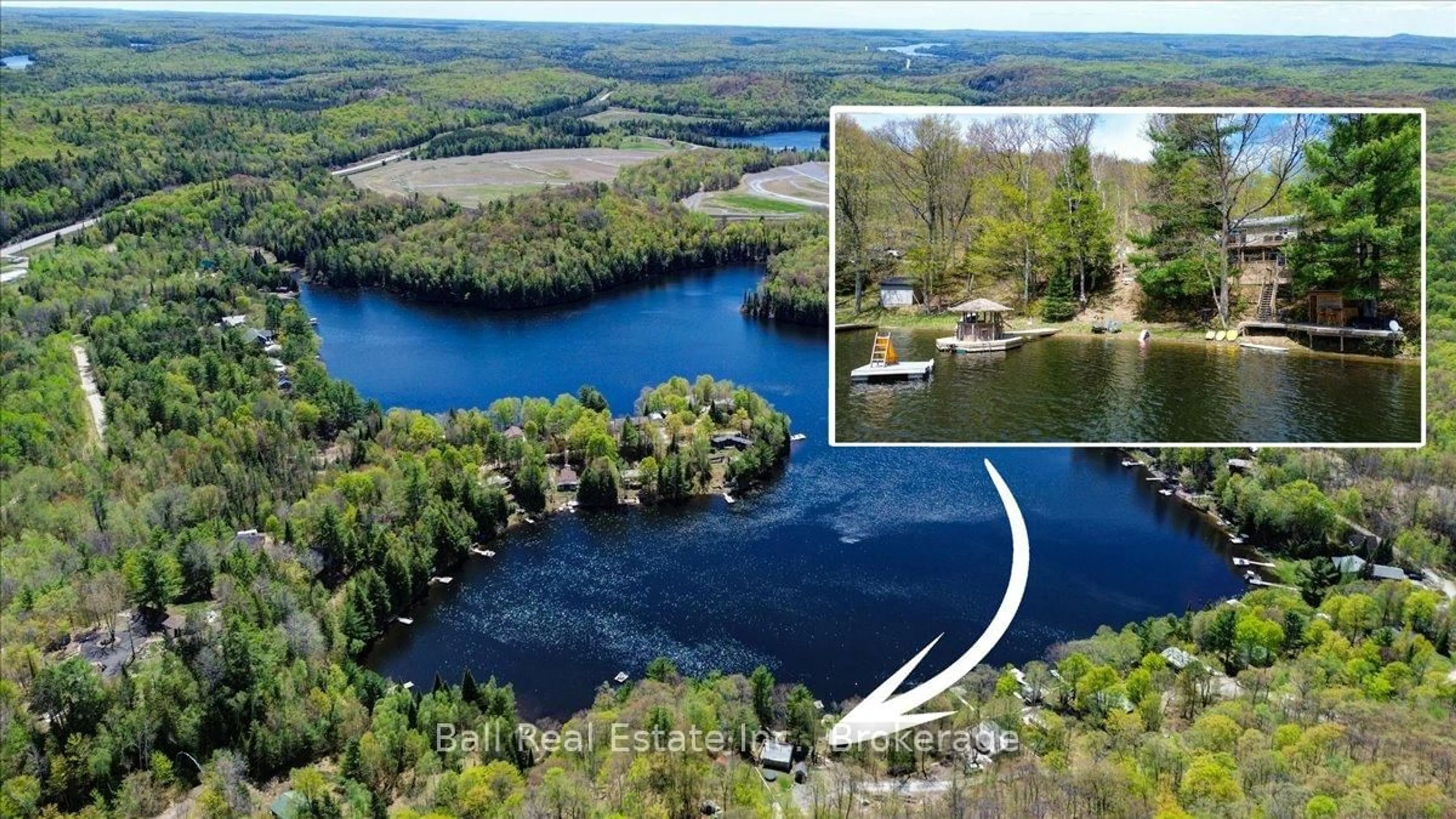 A pic from outside/outdoor area/front of a property/back of a property/a pic from drone, water/lake/river/ocean view for 201 Siddon Lake Pl, Bancroft Ontario K0L 1C0
