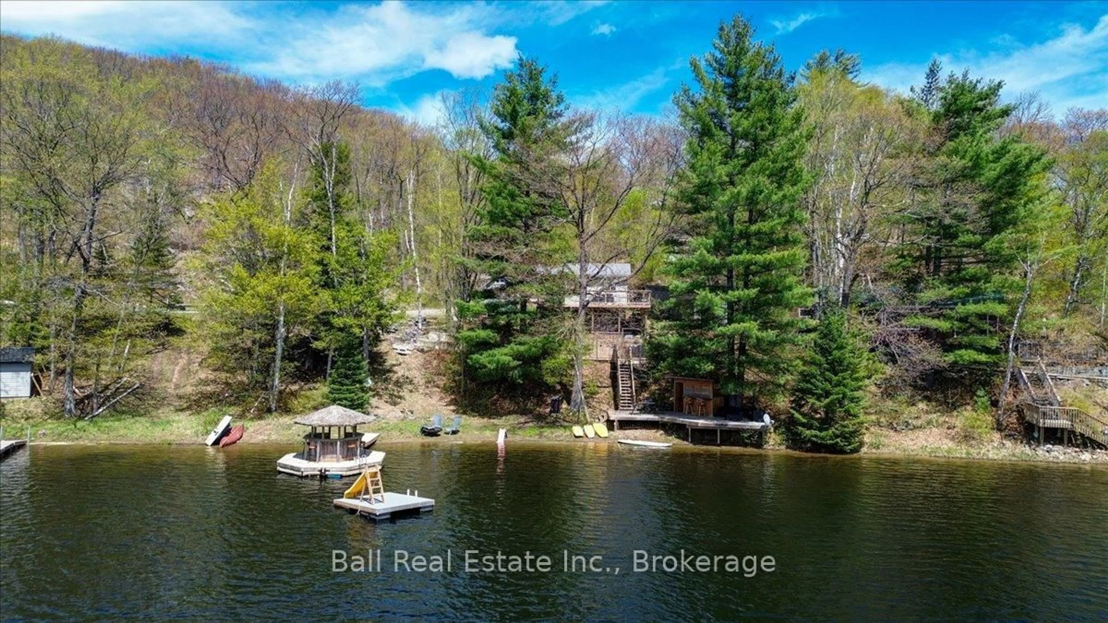 A pic from outside/outdoor area/front of a property/back of a property/a pic from drone, water/lake/river/ocean view for 201 Siddon Lake Pl, Bancroft Ontario K0L 1C0