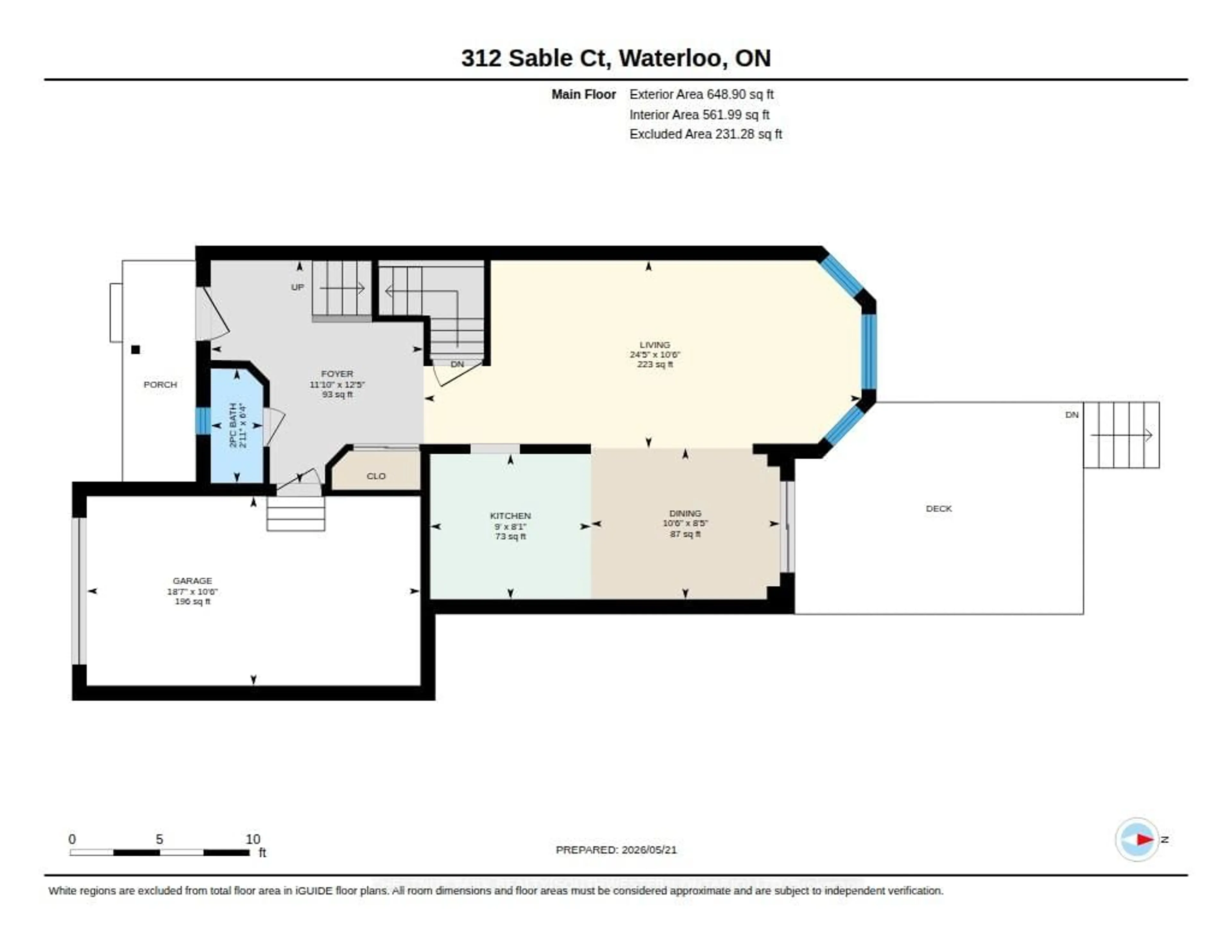 Floor plan for 312 Sable Crt, Waterloo Ontario N2K 3Z4