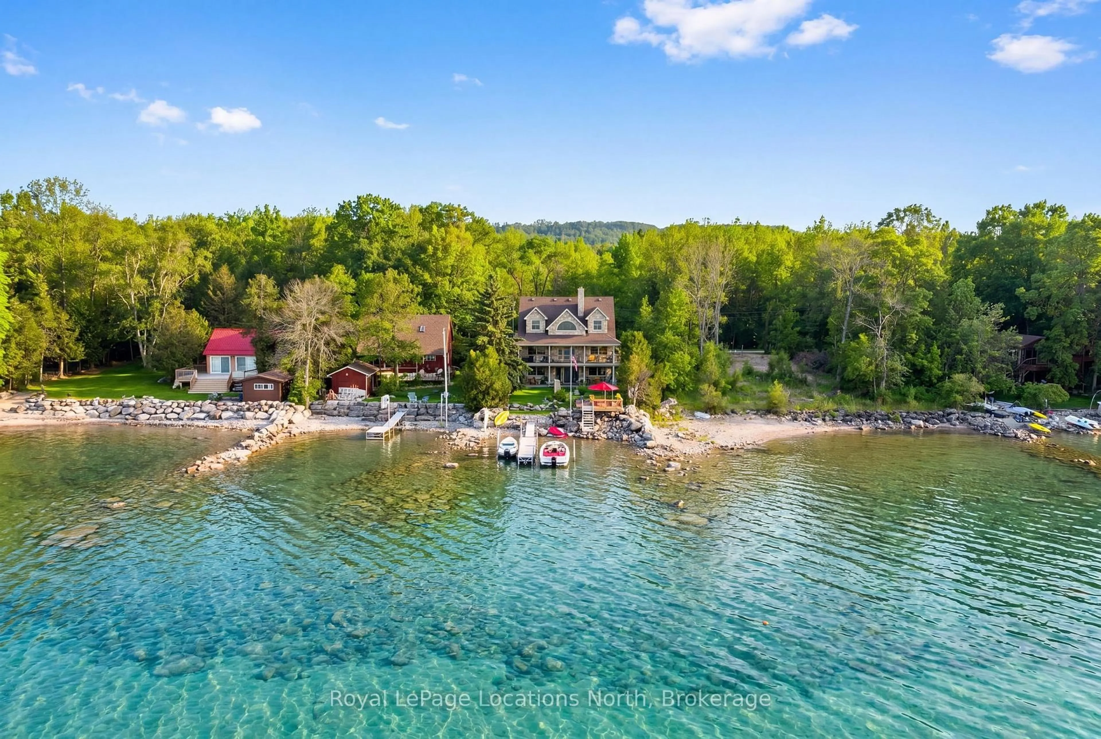 A pic from outside/outdoor area/front of a property/back of a property/a pic from drone, water/lake/river/ocean view for 261 Cedar Ave, Meaford Ontario N4L 1W5