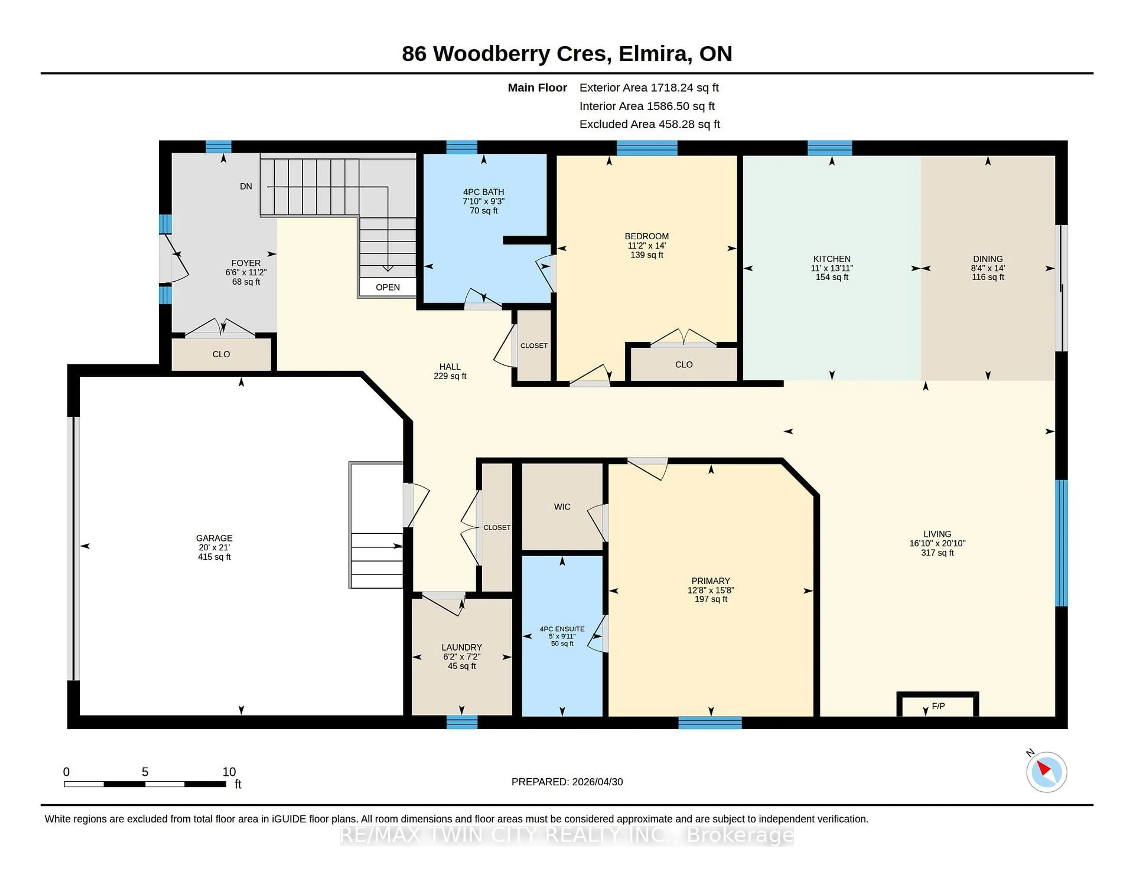 Floor plan for 86 Woodberry Cres, Kitchener Ontario N3B 0C8