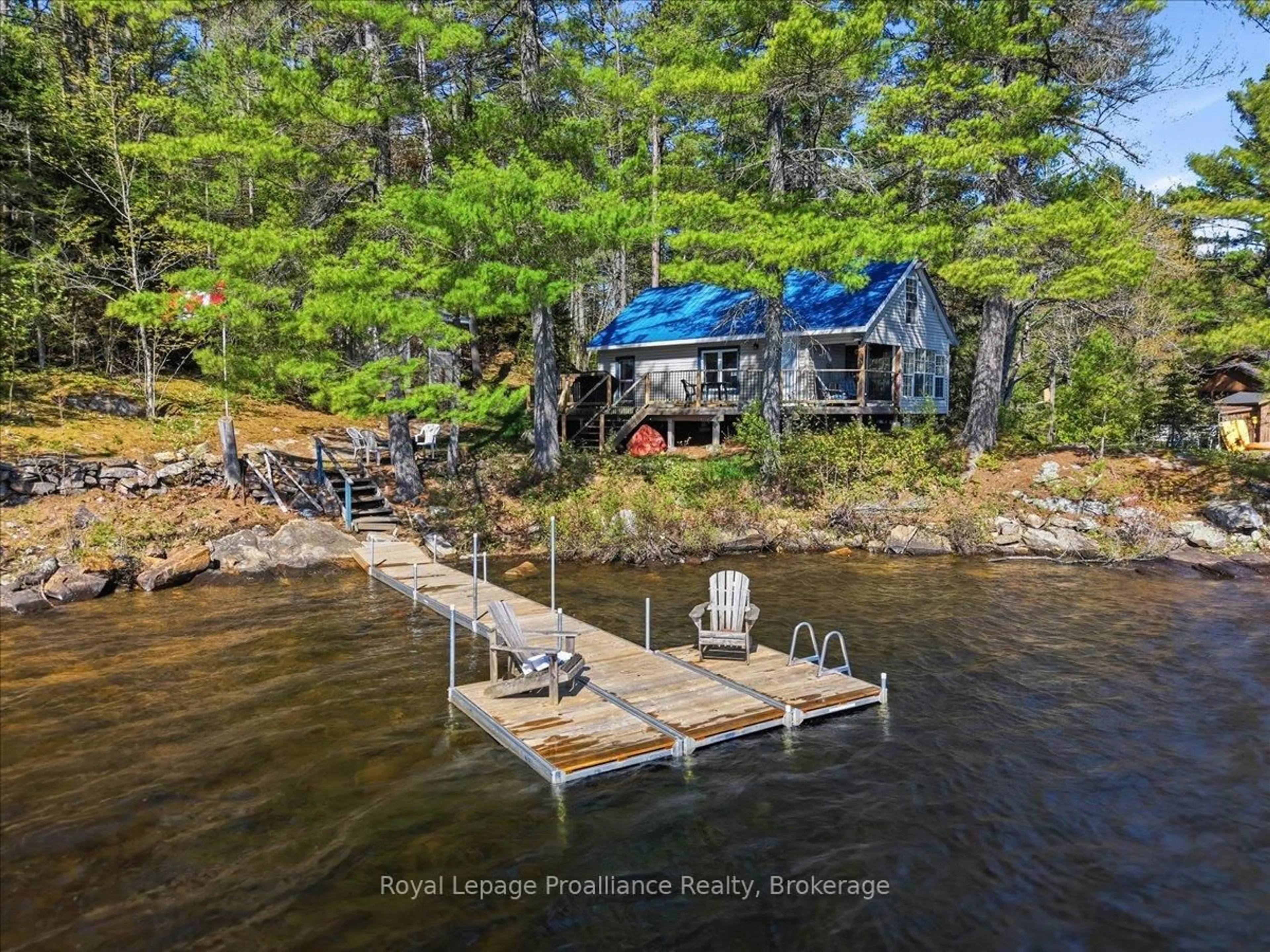 A pic from outside/outdoor area/front of a property/back of a property/a pic from drone, water/lake/river/ocean view for 4217 Buckshot Lake Rd, Plevna Ontario K0H 2M0