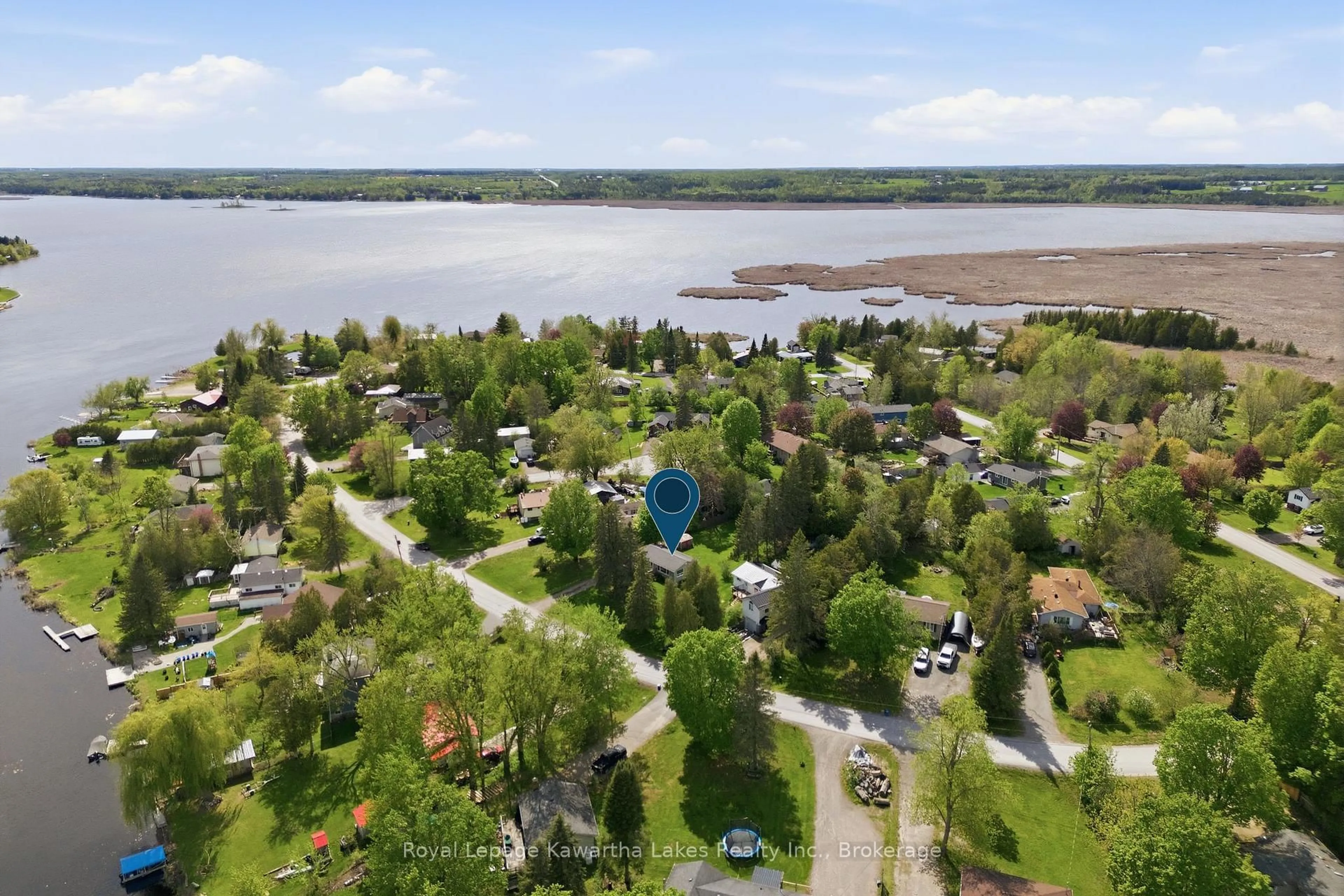 A pic from outside/outdoor area/front of a property/back of a property/a pic from drone, water/lake/river/ocean view for 16 Marilyn Cres, Kawartha Lakes Ontario K0L 1T0