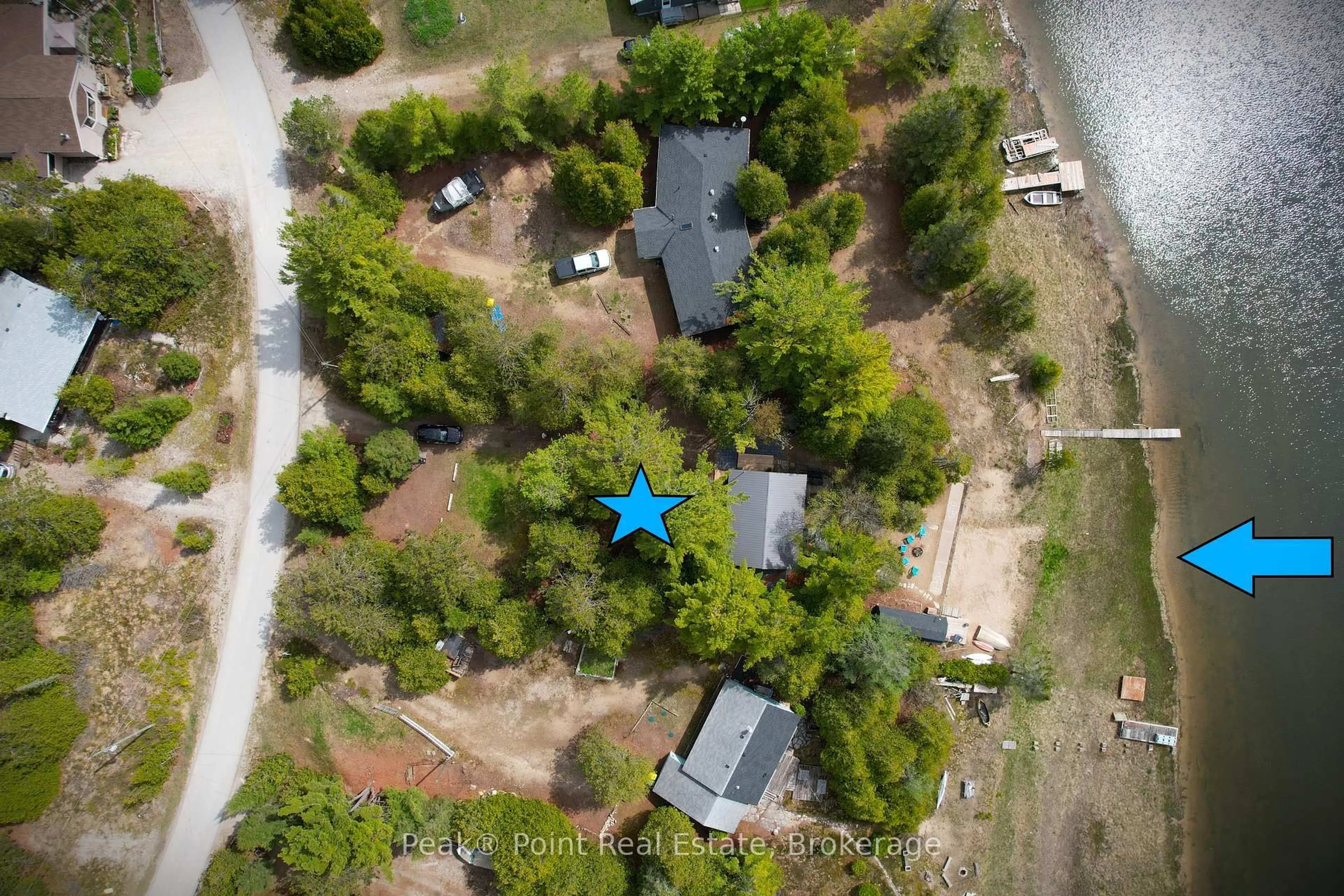 A pic from outside/outdoor area/front of a property/back of a property/a pic from drone, water/lake/river/ocean view for 45 SOG JE WA SA Dr, Native Leased Lands Ontario N0H 2T0