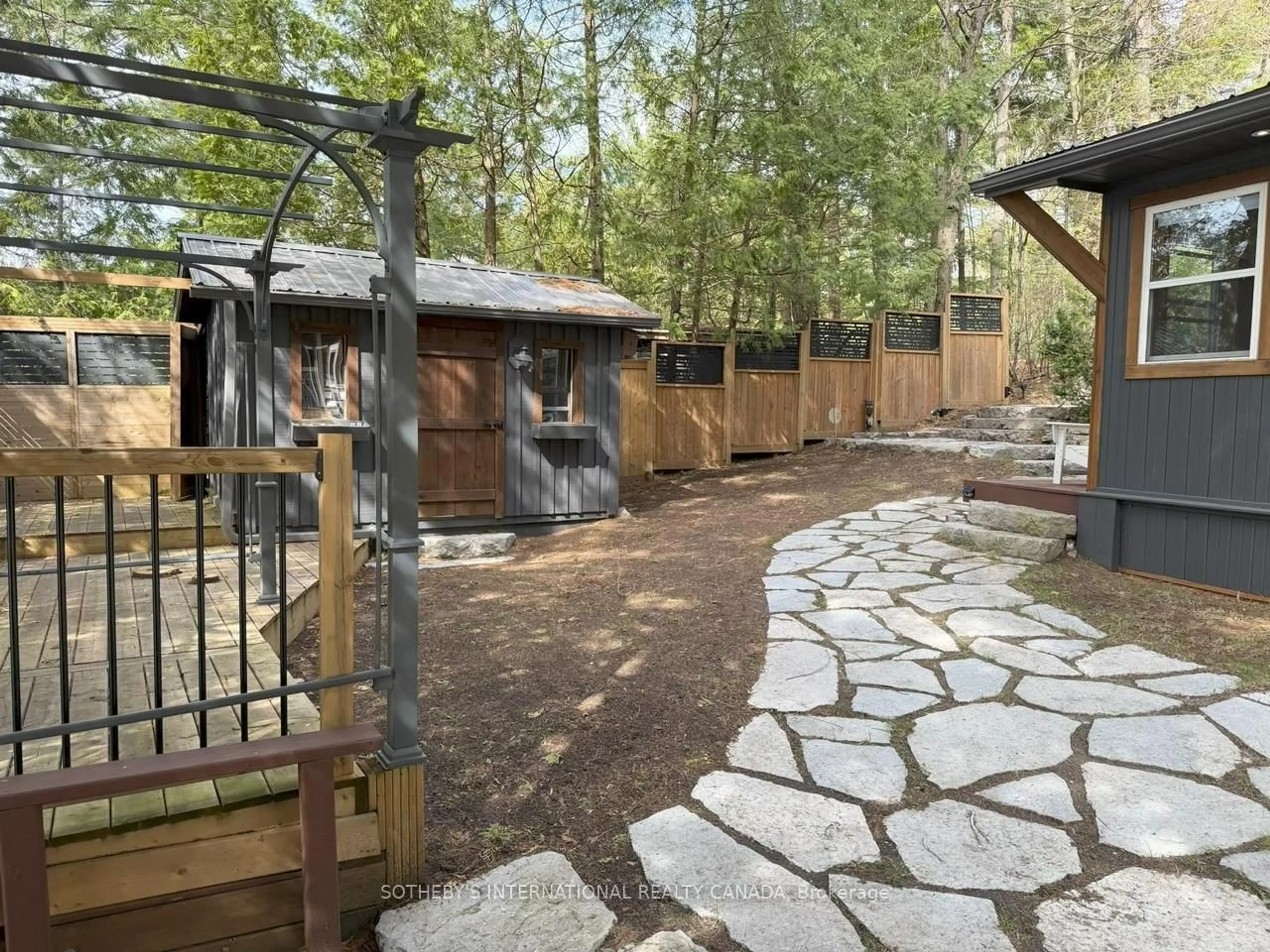 Patio, forest/trees view for 1030 Cobble Rose Lane, Minden Hills Ontario K0M 2L1