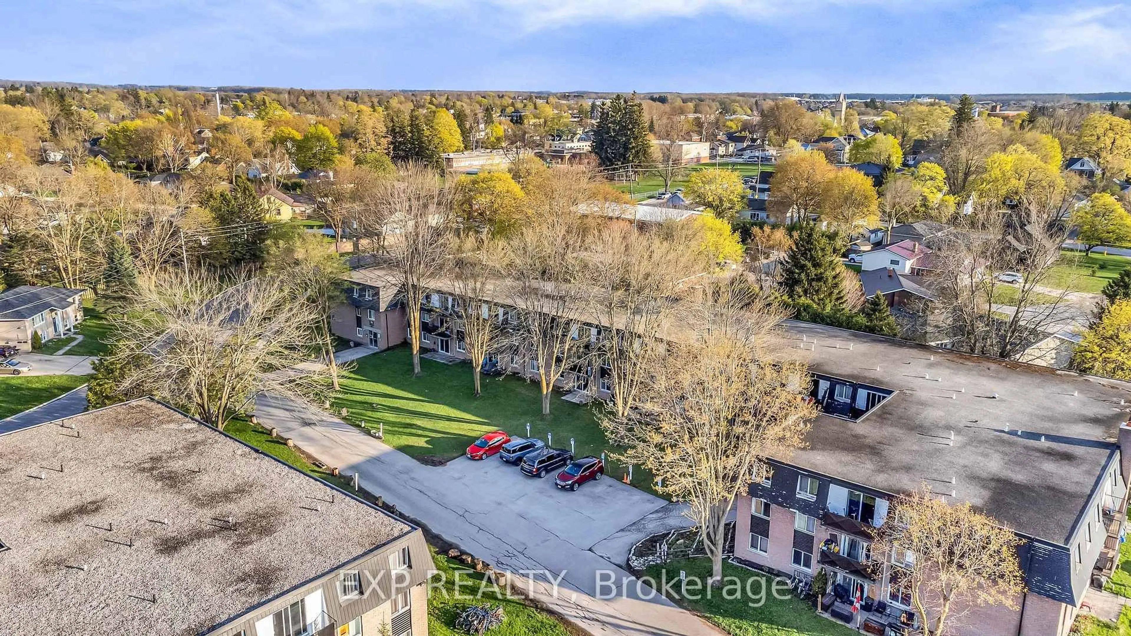 A pic from outside/outdoor area/front of a property/back of a property/a pic from drone, city buildings view from balcony for 583 Barber Ave #3, North Perth Ontario N4W 1S5