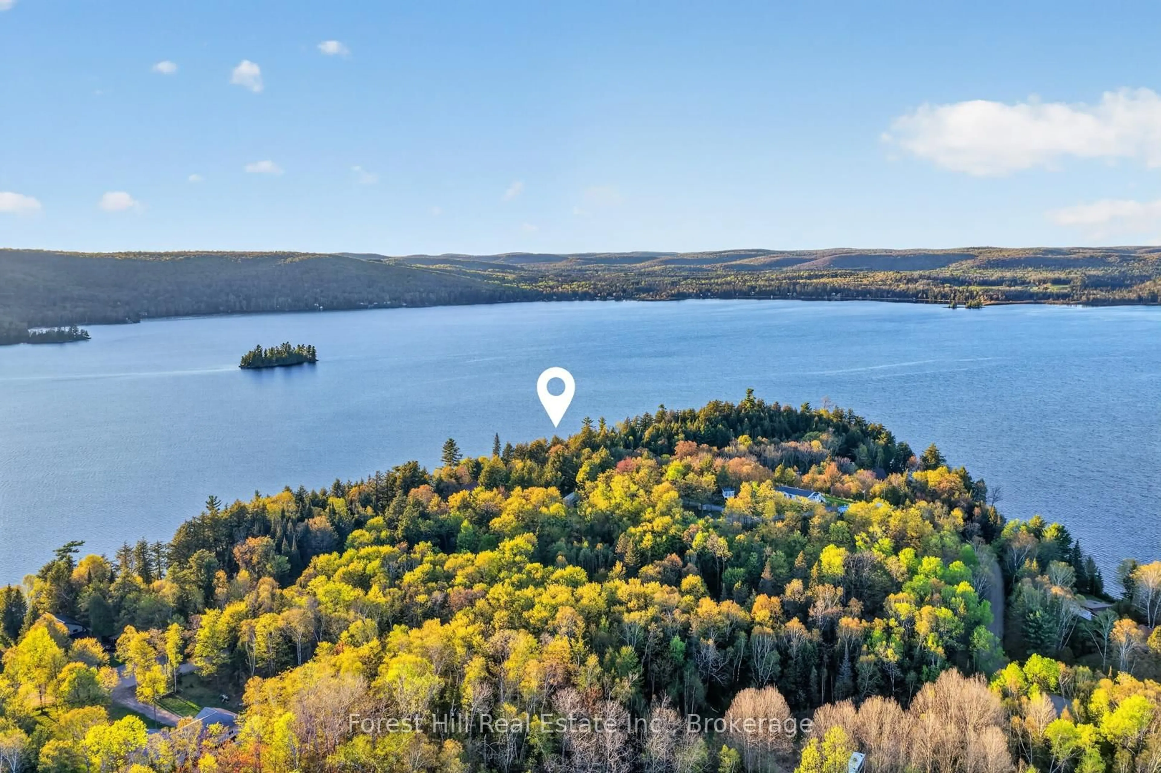 A pic from outside/outdoor area/front of a property/back of a property/a pic from drone, water/lake/river/ocean view for 136 Rock Point Rd, Kearney Ontario P0A 1M0