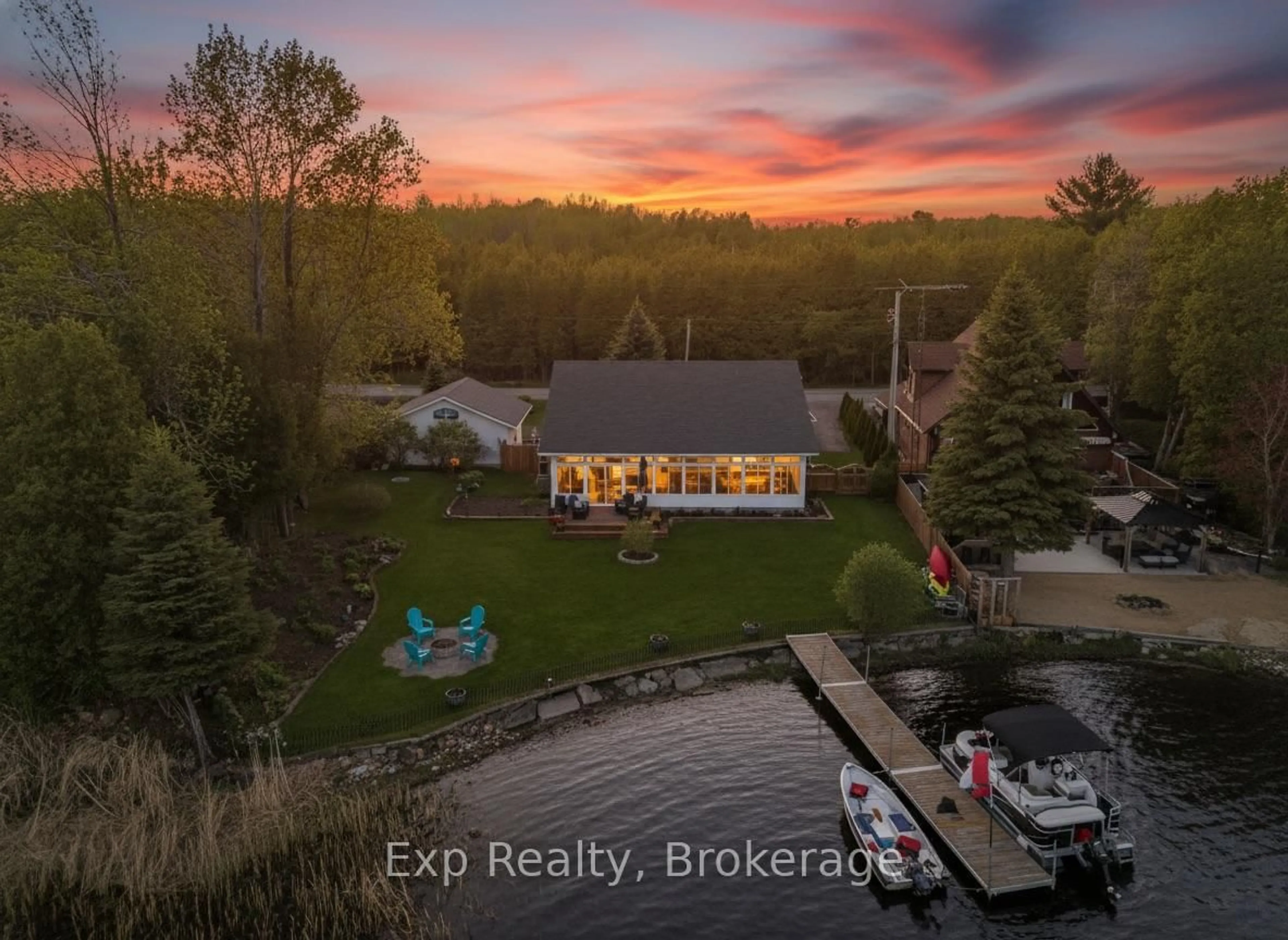 A pic from outside/outdoor area/front of a property/back of a property/a pic from drone, water/lake/river/ocean view for 148 North Beaver Lake Rd, Stone Mills Ontario K0K 2A0