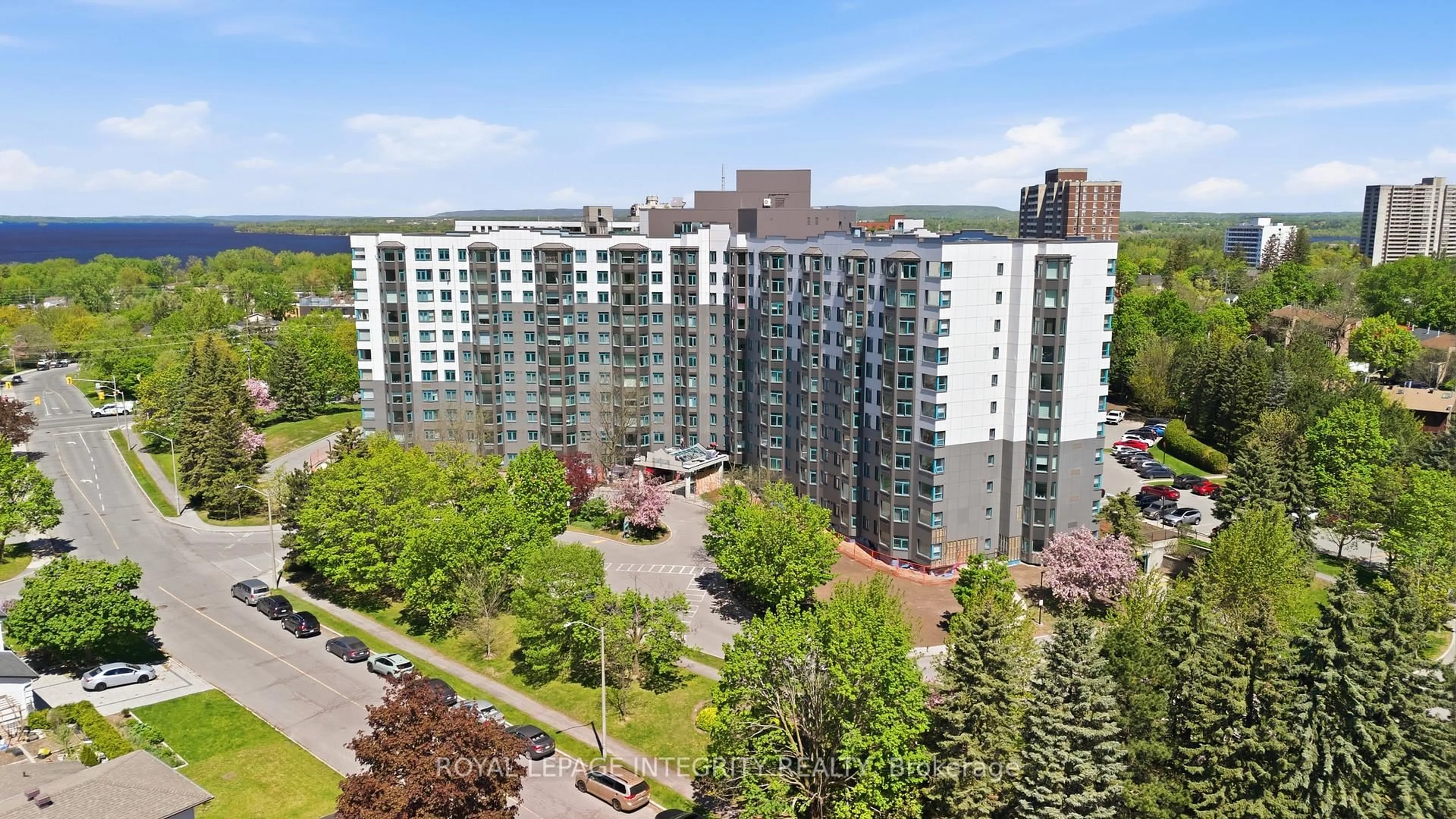 A pic from outside/outdoor area/front of a property/back of a property/a pic from drone, city buildings view from balcony for 1025 Grenon Ave #608, Ottawa Ontario K2B 8S5