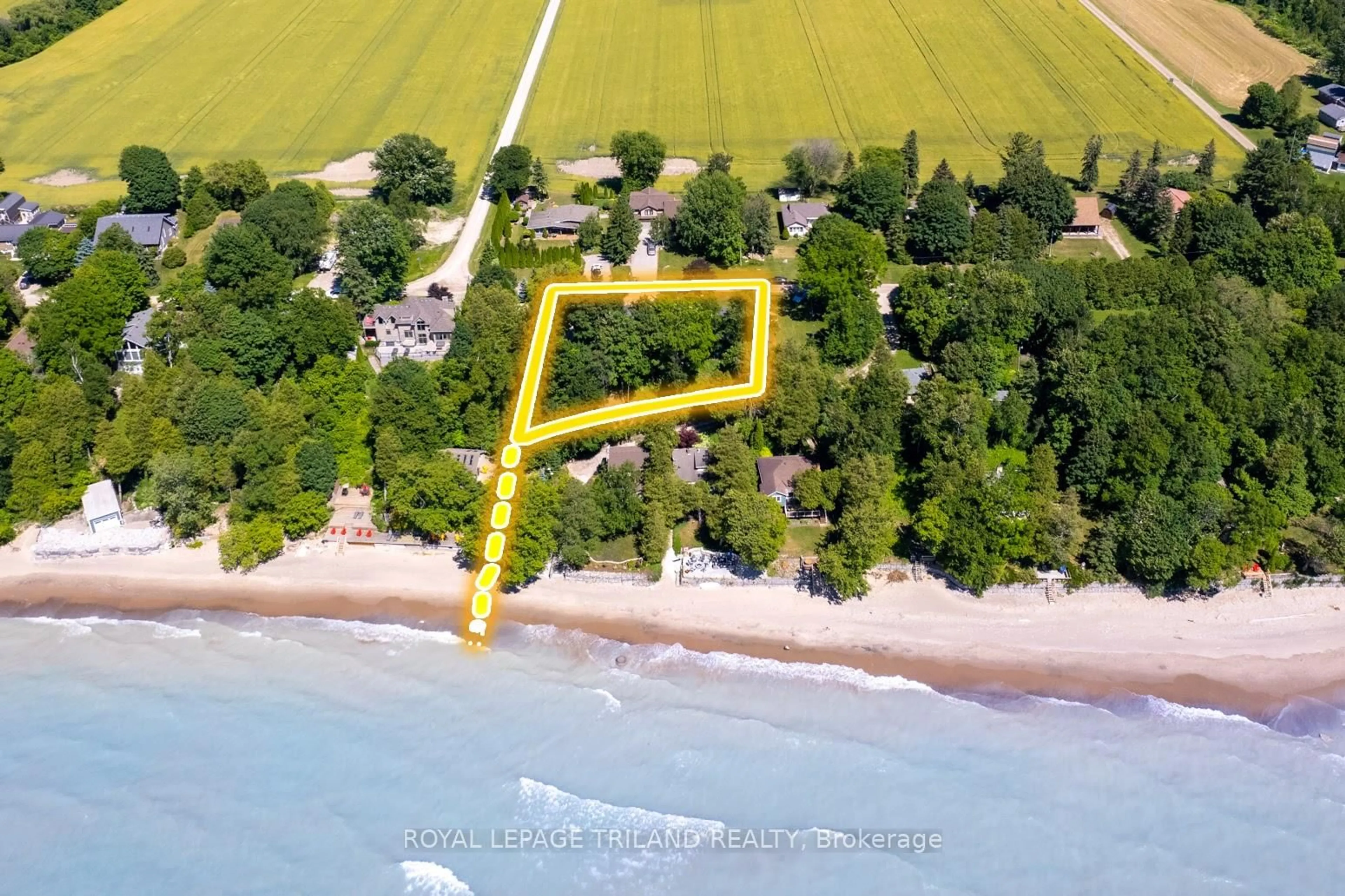 A pic from outside/outdoor area/front of a property/back of a property/a pic from drone, water/lake/river/ocean view for 73071 Ducharme Beach Rd, Bluewater Ontario N0M 2T0