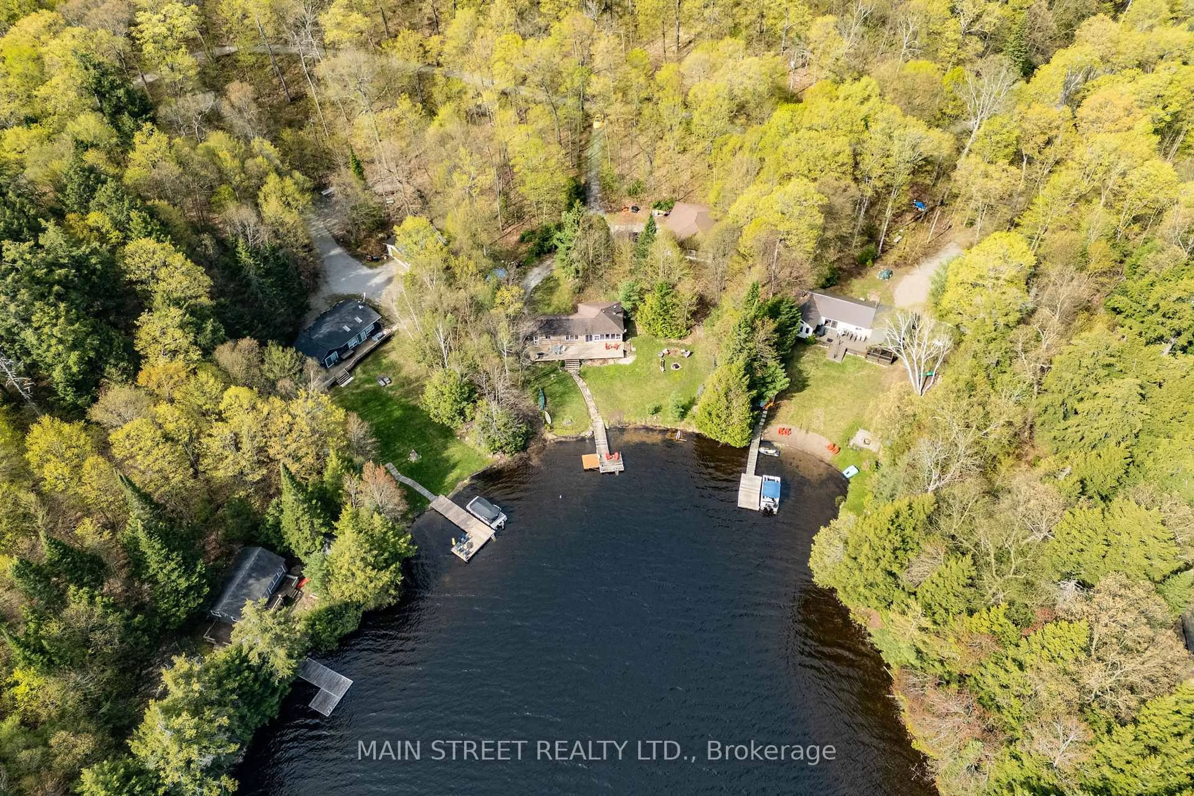 A pic from outside/outdoor area/front of a property/back of a property/a pic from drone, water/lake/river/ocean view for 1146 Farmer Hays Dr, Algonquin Highlands Ontario P0A 1E0