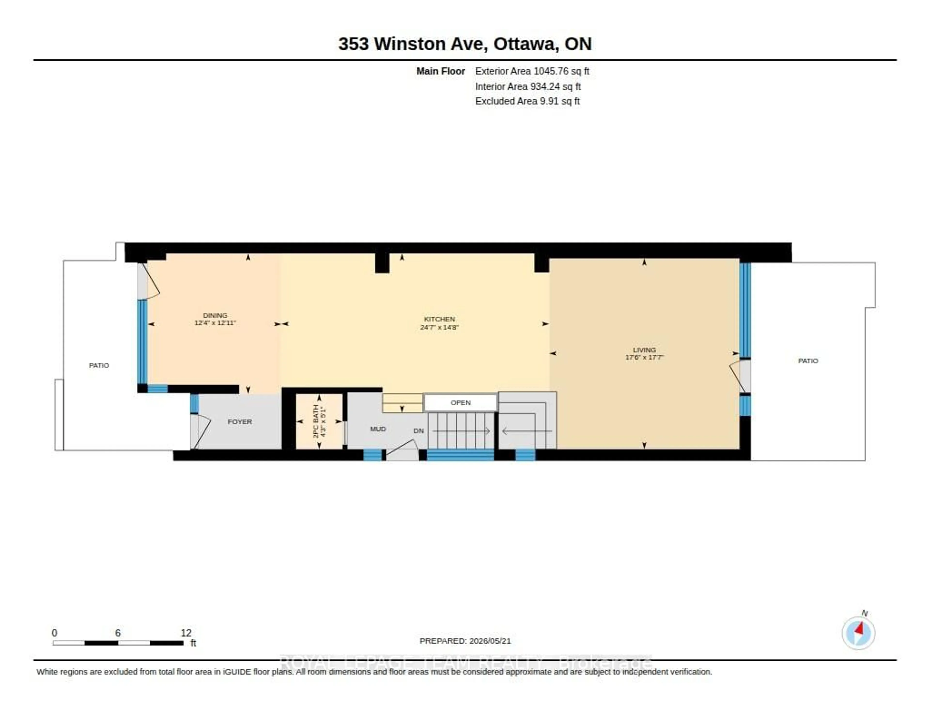 Floor plan for 353 Winston Ave, Ottawa Ontario K2A 1Y6