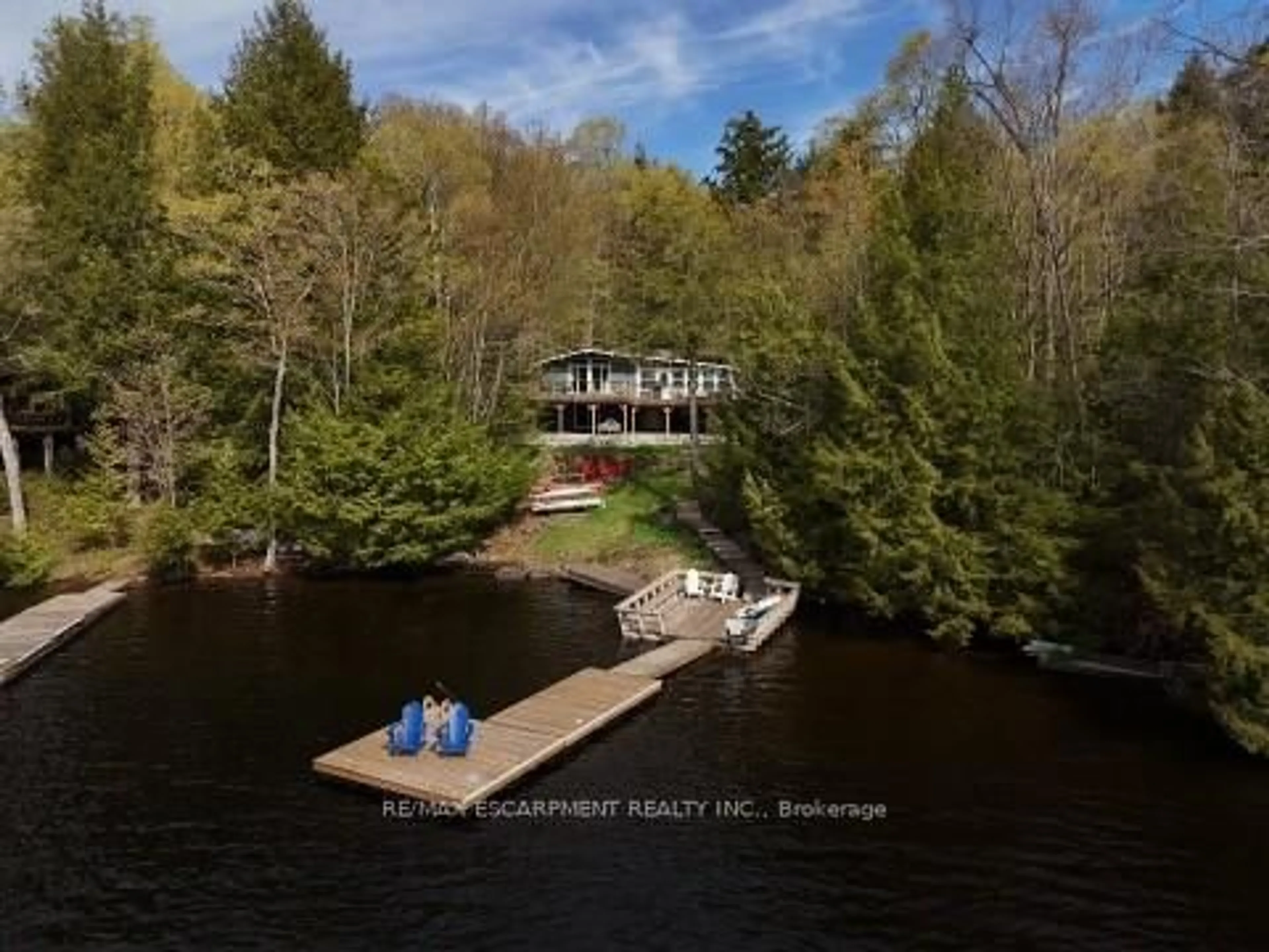 A pic from outside/outdoor area/front of a property/back of a property/a pic from drone, water/lake/river/ocean view for 2787 Watts Rd, Dysart et al Ontario K0M 1S0