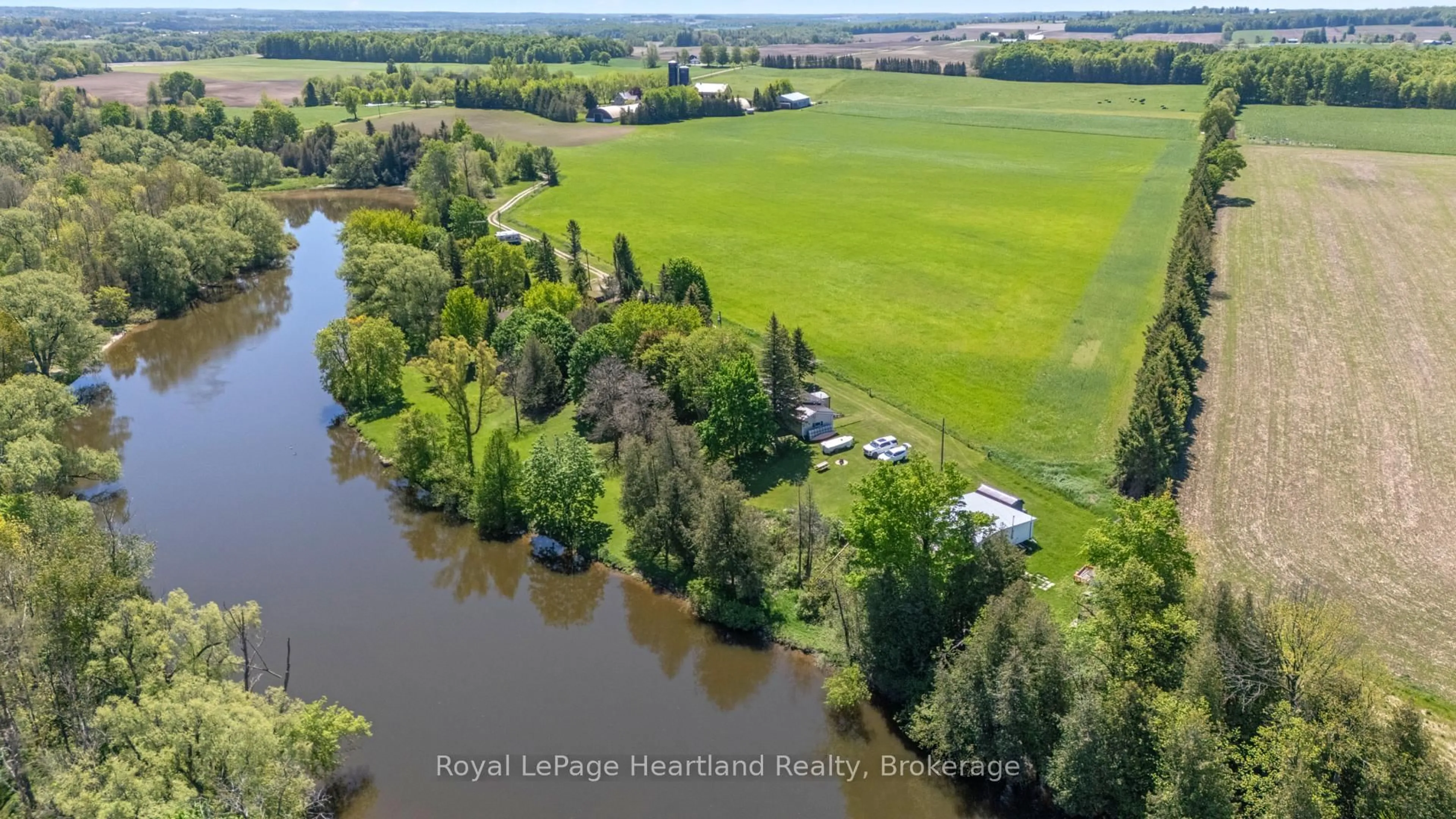 A pic from outside/outdoor area/front of a property/back of a property/a pic from drone, water/lake/river/ocean view for 48 Poechman Lane, Brockton Ontario N0G 2V0