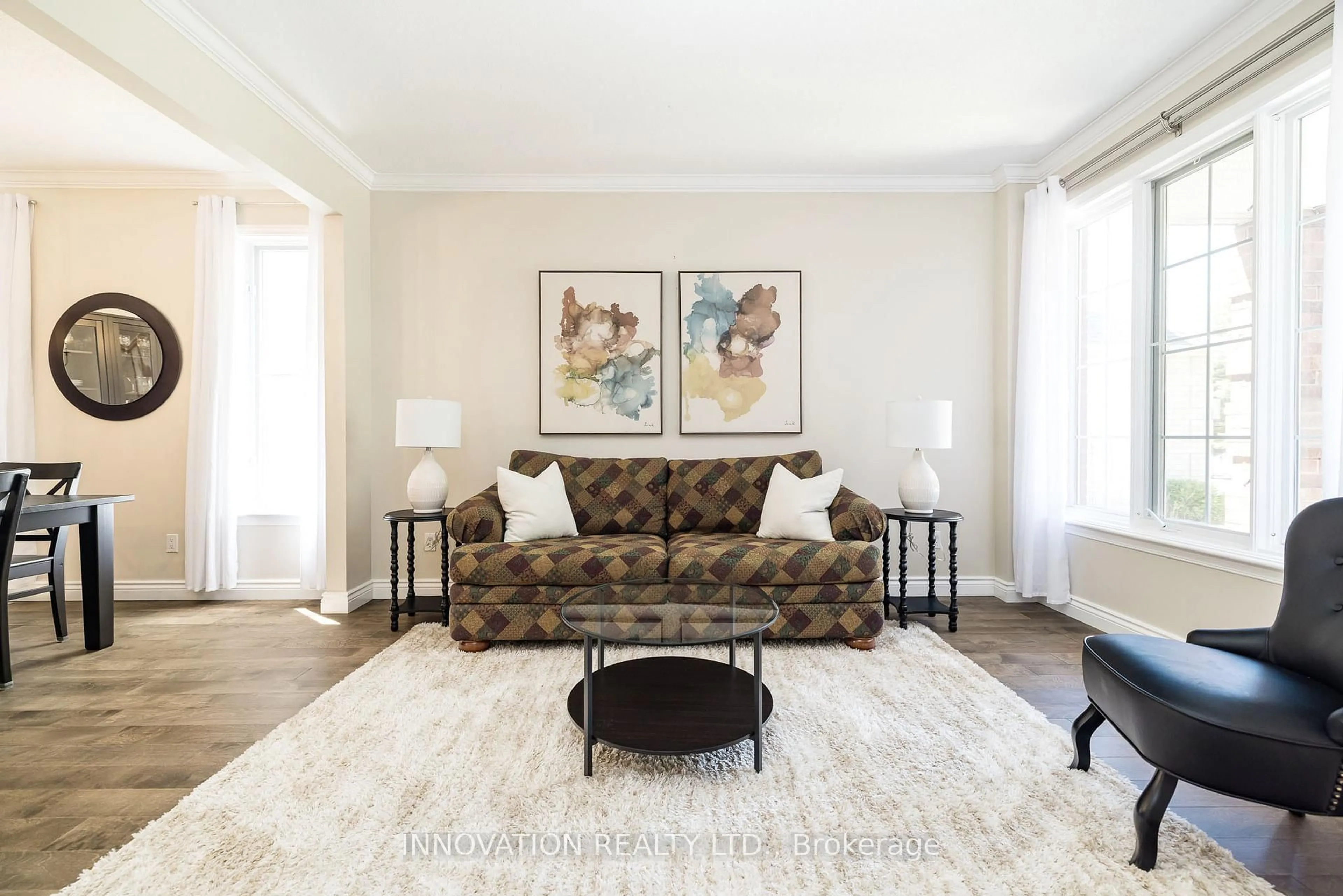 Living room with furniture, carpet floor for 30 Mountain Ash Dr, Ottawa Ontario K2G 6R3
