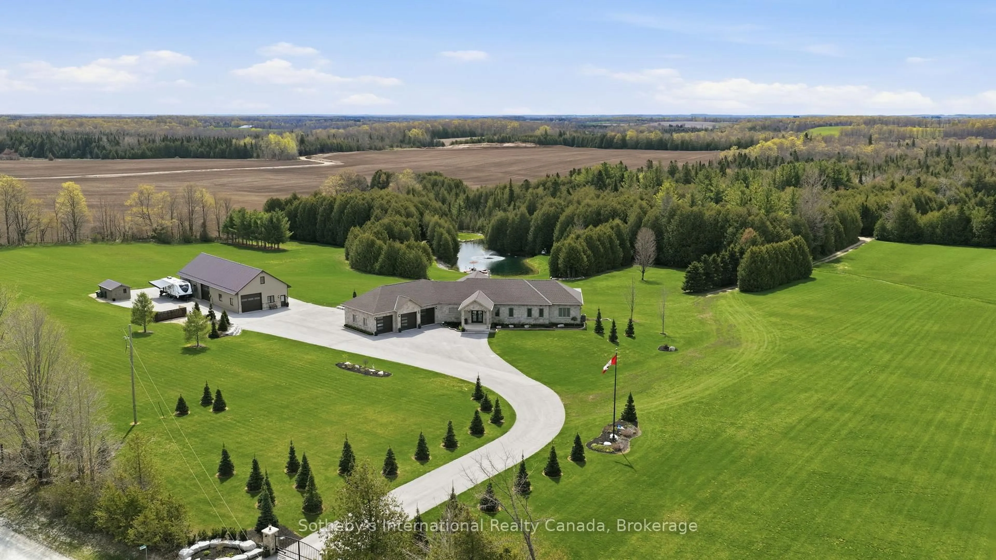 A pic from outside/outdoor area/front of a property/back of a property/a pic from drone, water/lake/river/ocean view for 565332 Sideroad 7a, Grey Highlands Ontario N0H 1N0