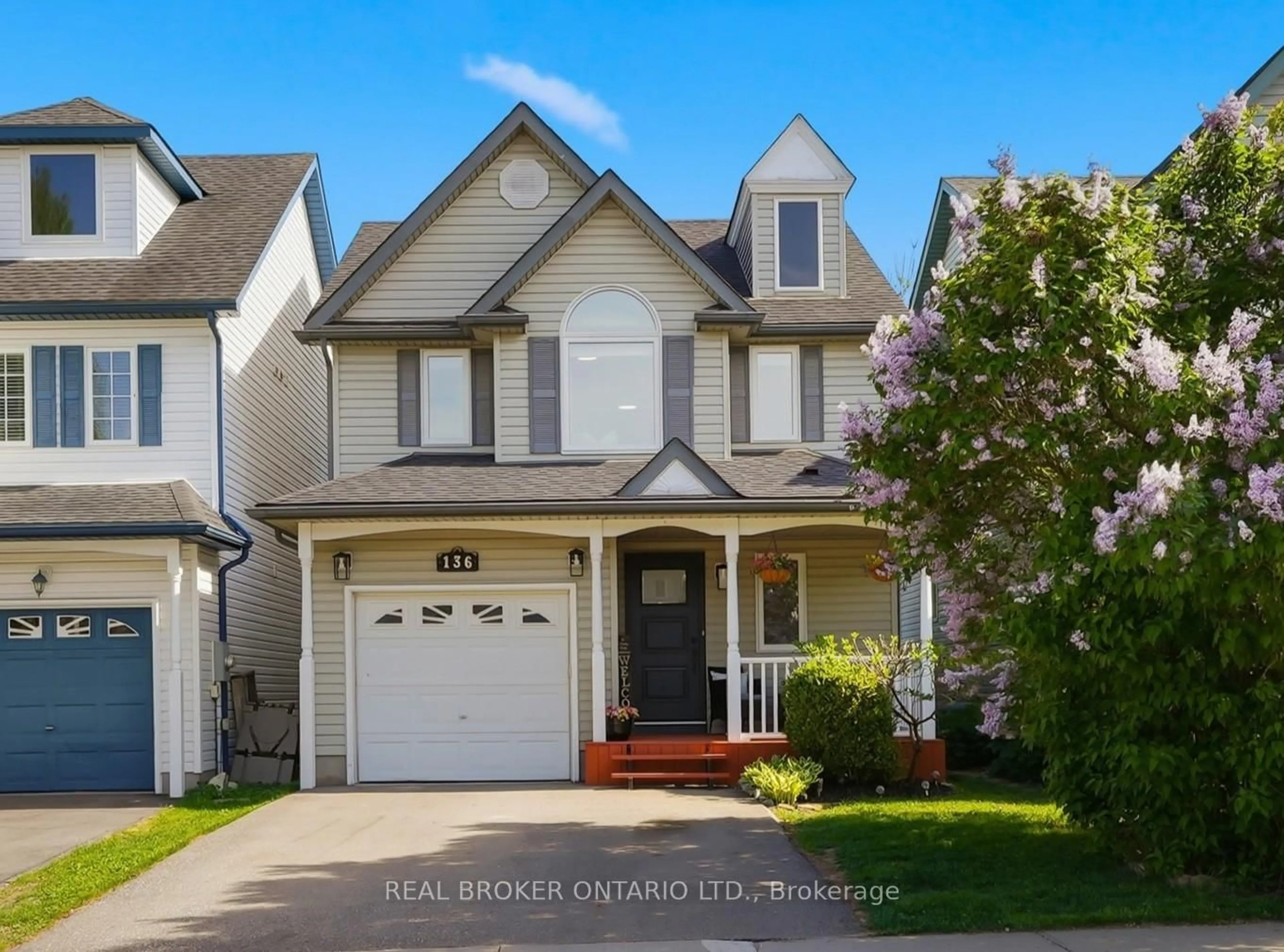 Home with vinyl exterior material, street for 136 Marcy Cres, Cambridge Ontario N3C 4H6