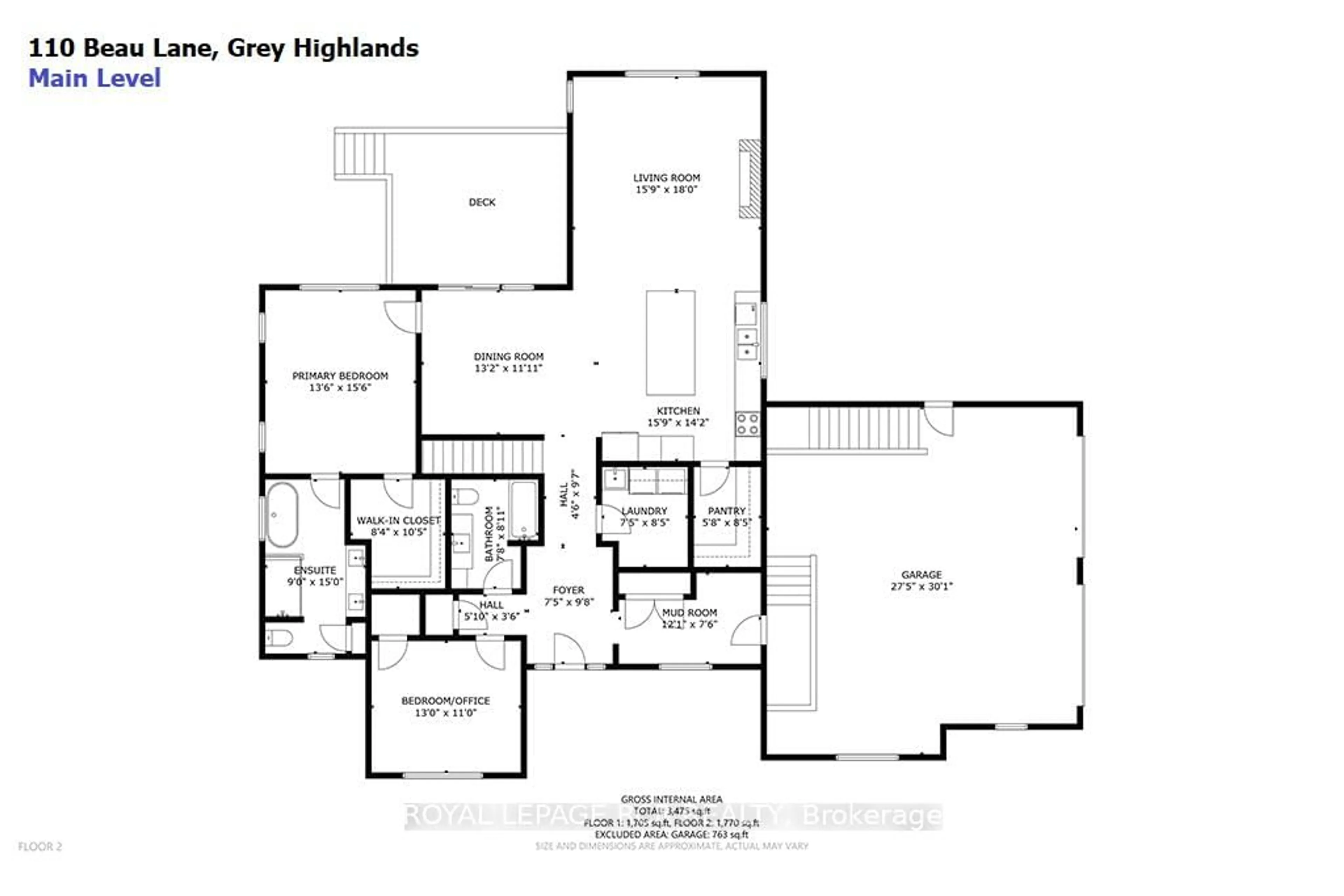 Floor plan for 110 Beau Lane, Grey Highlands Ontario N0C 1E0