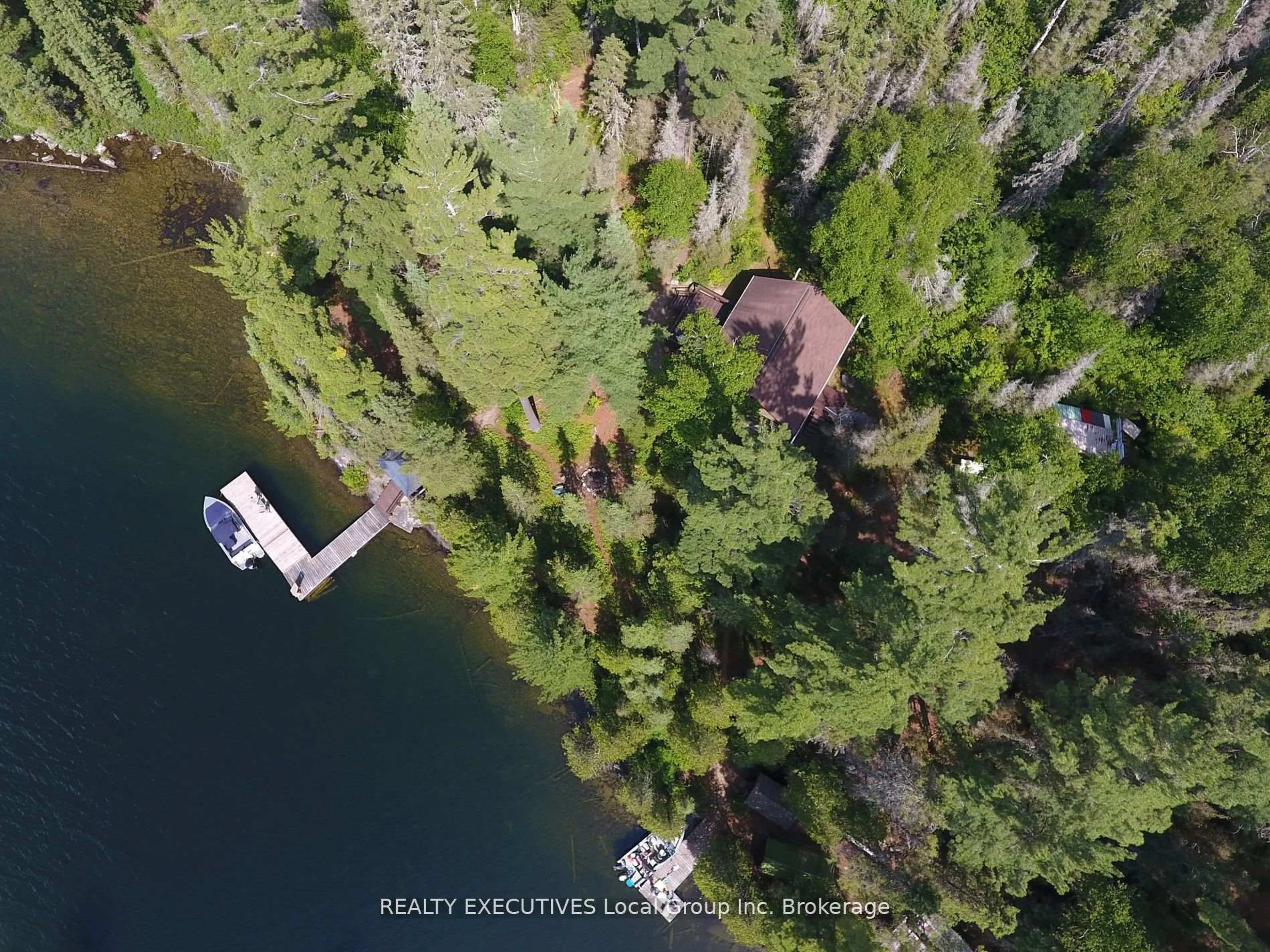 A pic from outside/outdoor area/front of a property/back of a property/a pic from drone, water/lake/river/ocean view for PT 127 Island, Temagami Ontario P0H 2H0