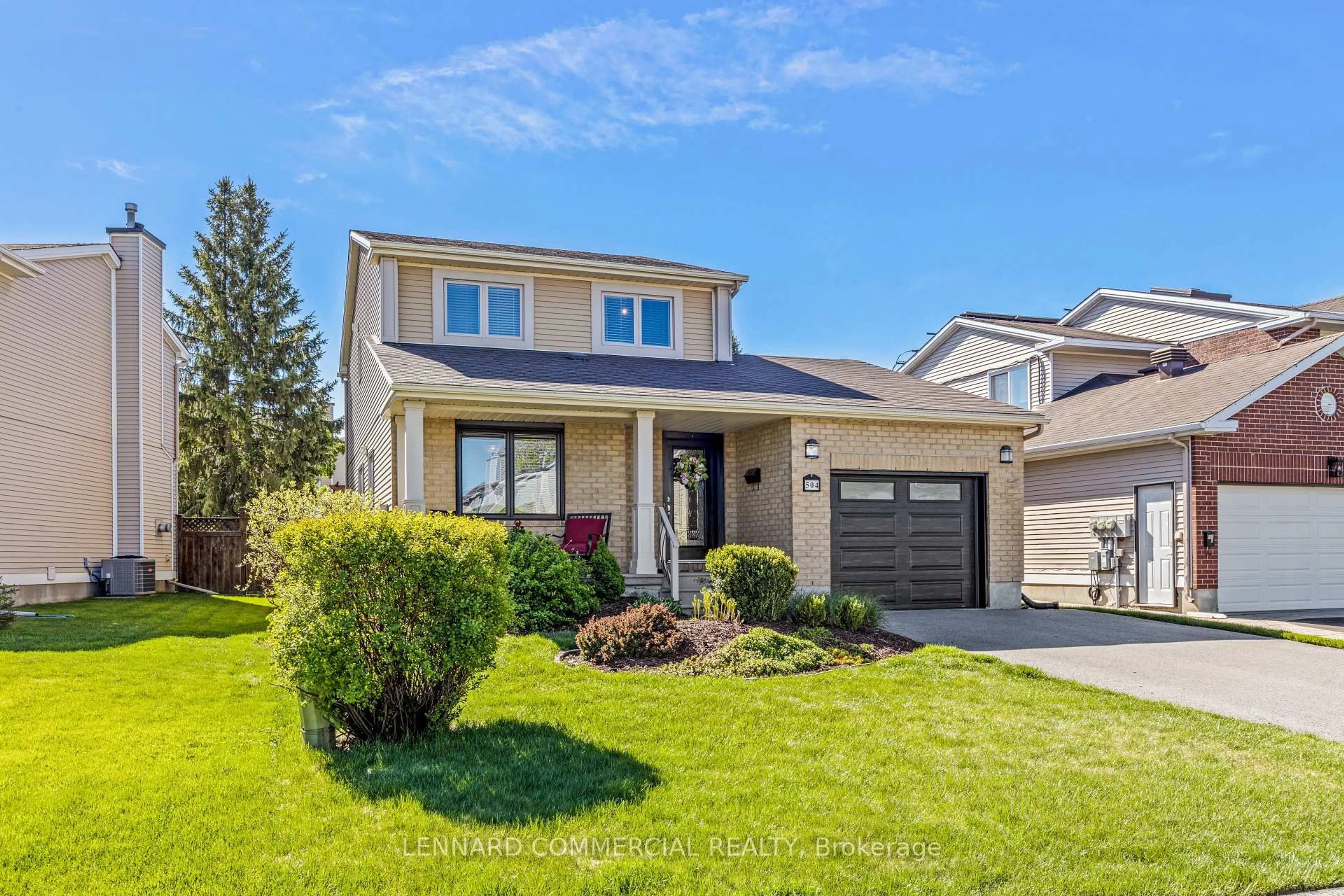 Home with vinyl exterior material, street for 504 Des Coniferes Cres, Ottawa Ontario K4A 2Y7