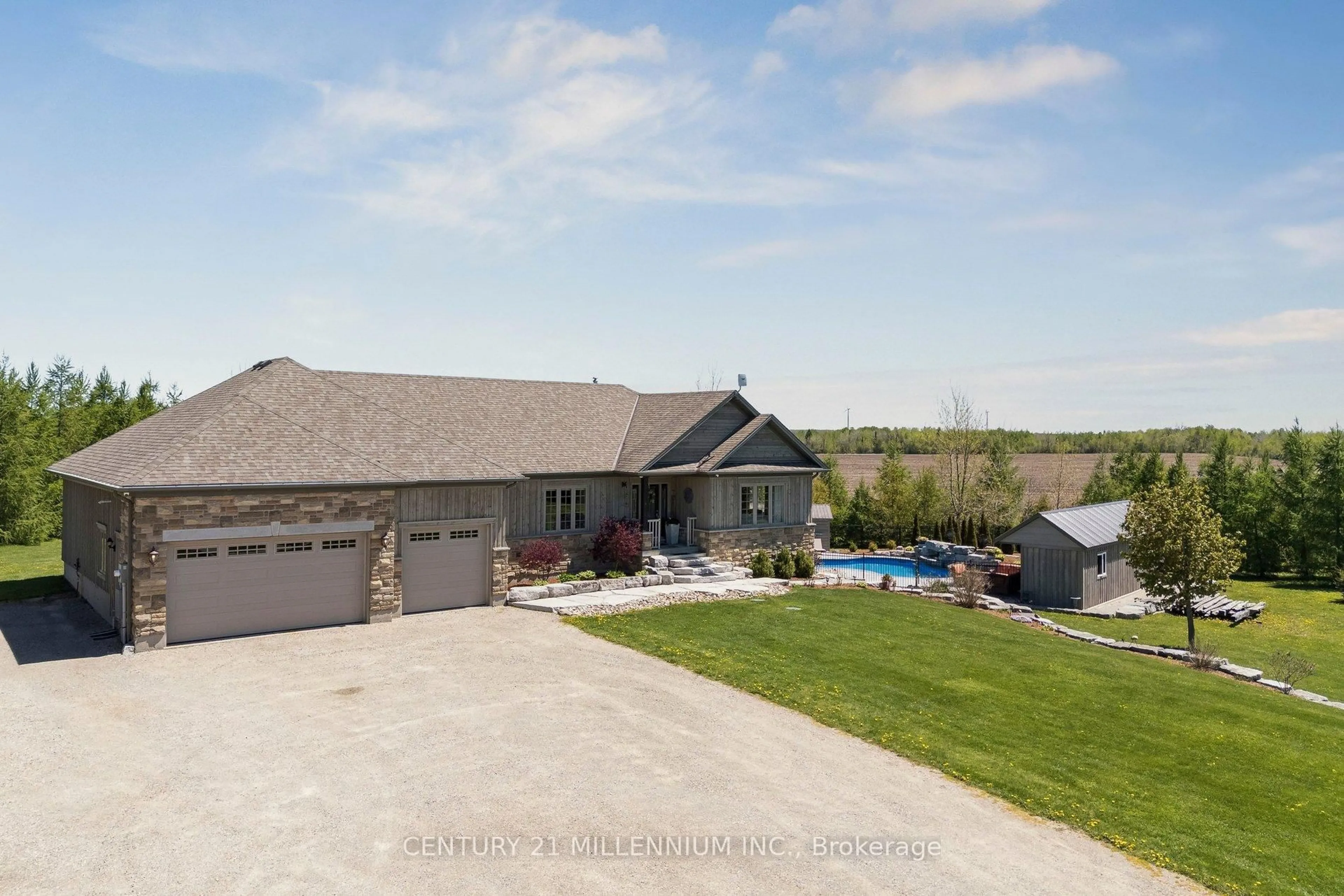 A pic from outside/outdoor area/front of a property/back of a property/a pic from drone, unknown for 434541 4th Line, Amaranth Ontario L0N 1L0