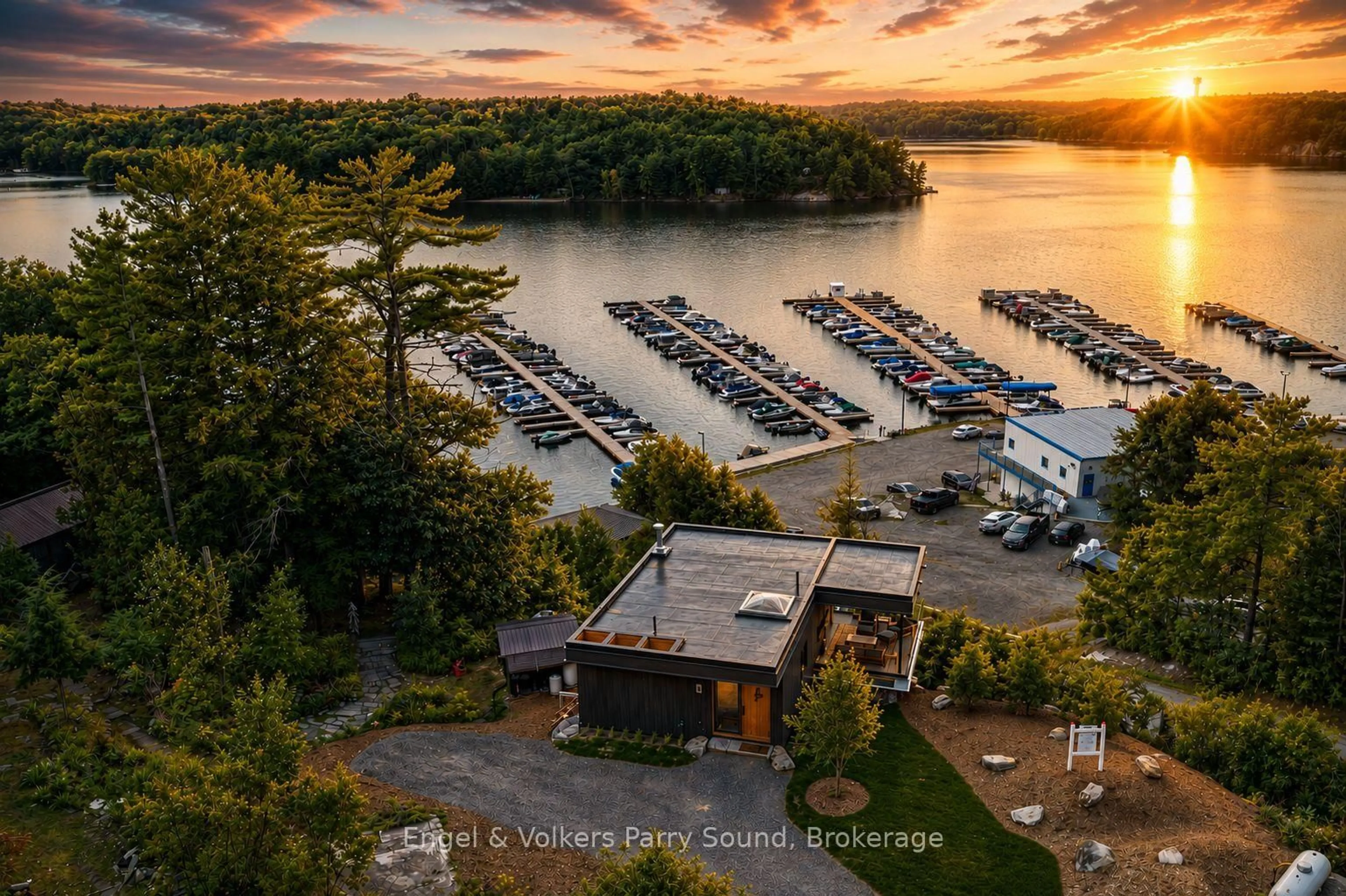 A pic from outside/outdoor area/front of a property/back of a property/a pic from drone, water/lake/river/ocean view for 49 Glenn Burney Rd, Seguin Ontario P2A 2W8