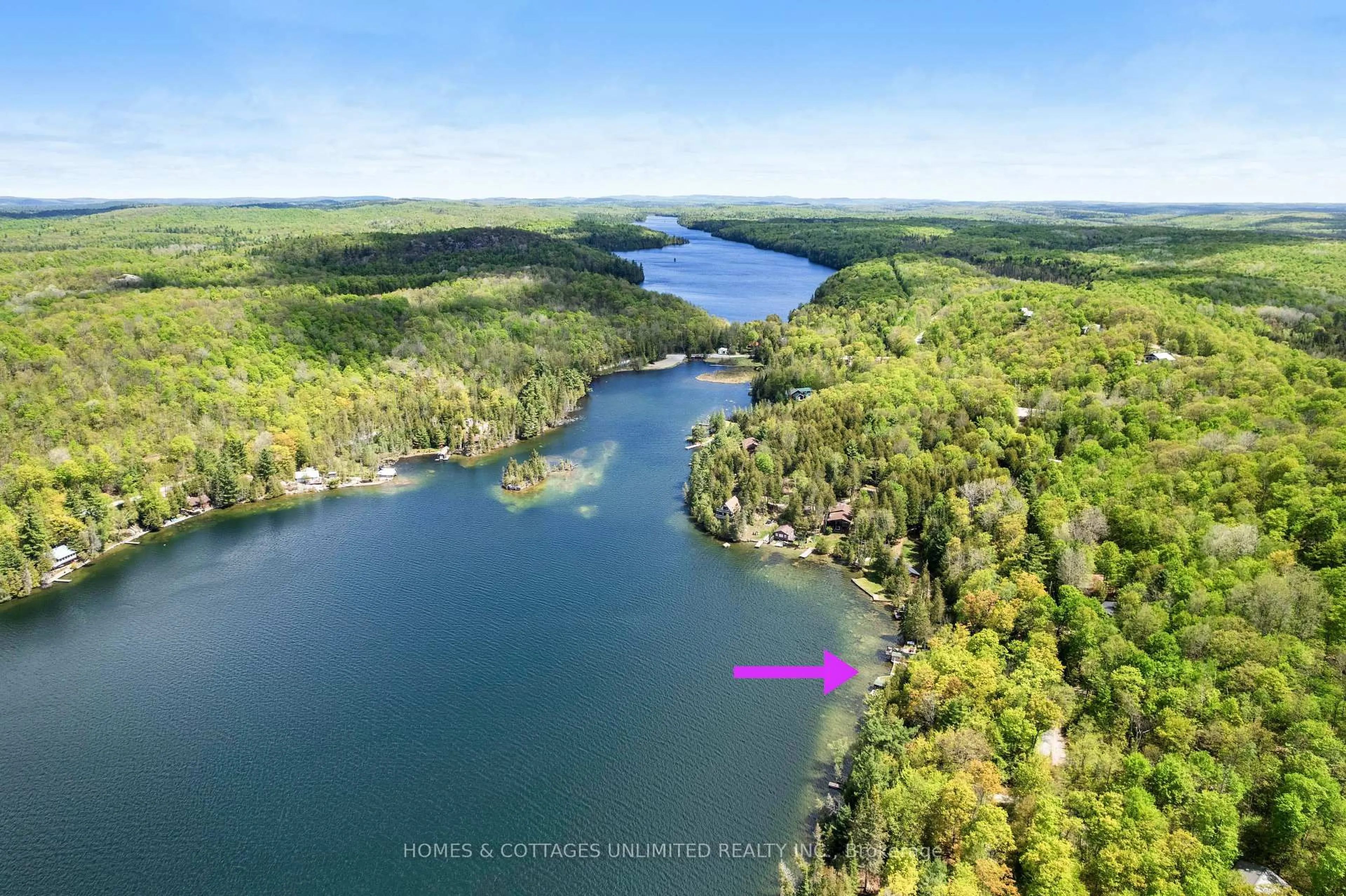 A pic from outside/outdoor area/front of a property/back of a property/a pic from drone, water/lake/river/ocean view for 1070 Young Lane, Ompah Ontario K0H 2J0