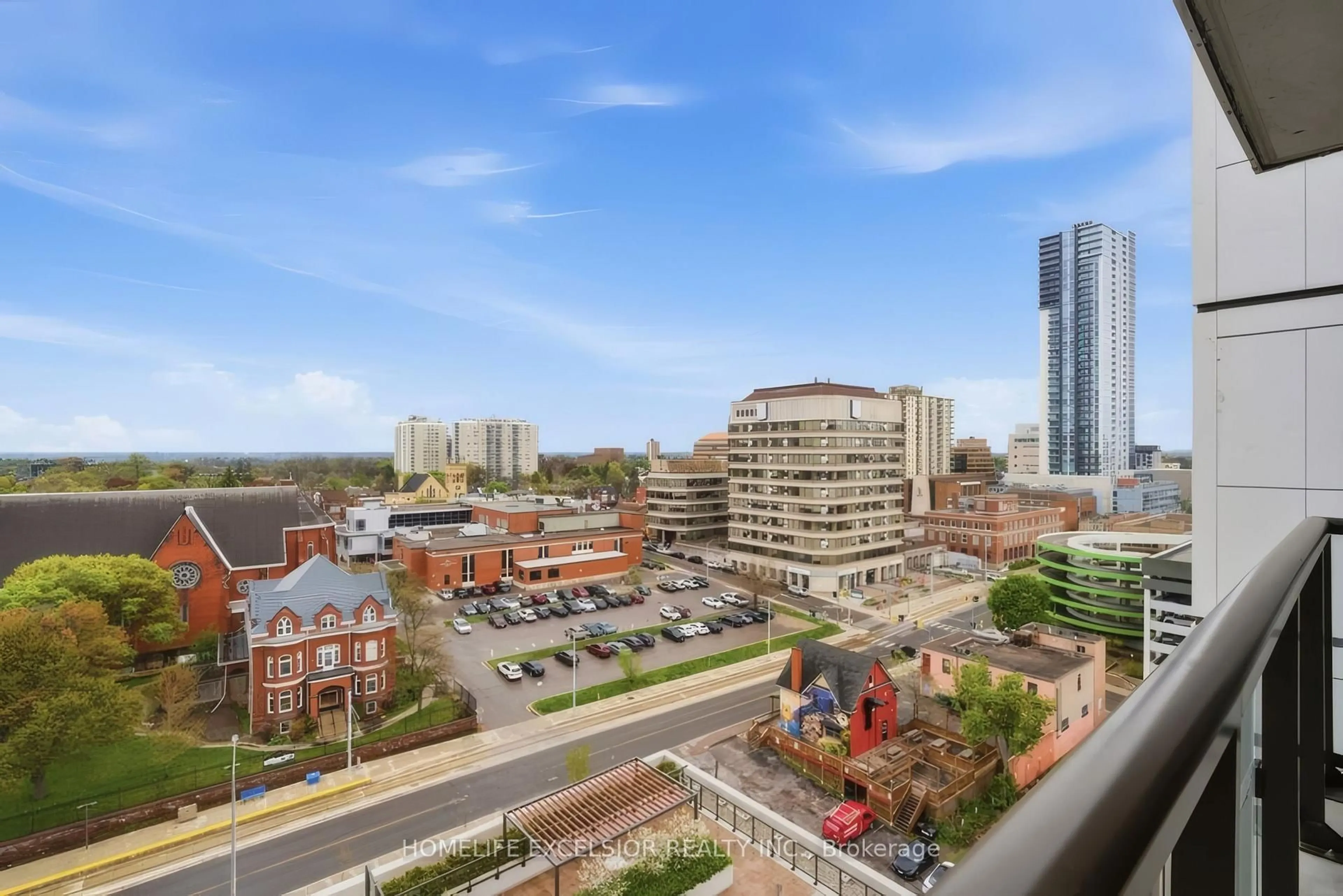 A pic from outside/outdoor area/front of a property/back of a property/a pic from drone, city buildings view from balcony for 55 Duke St #1002, Kitchener Ontario N2H 0C9