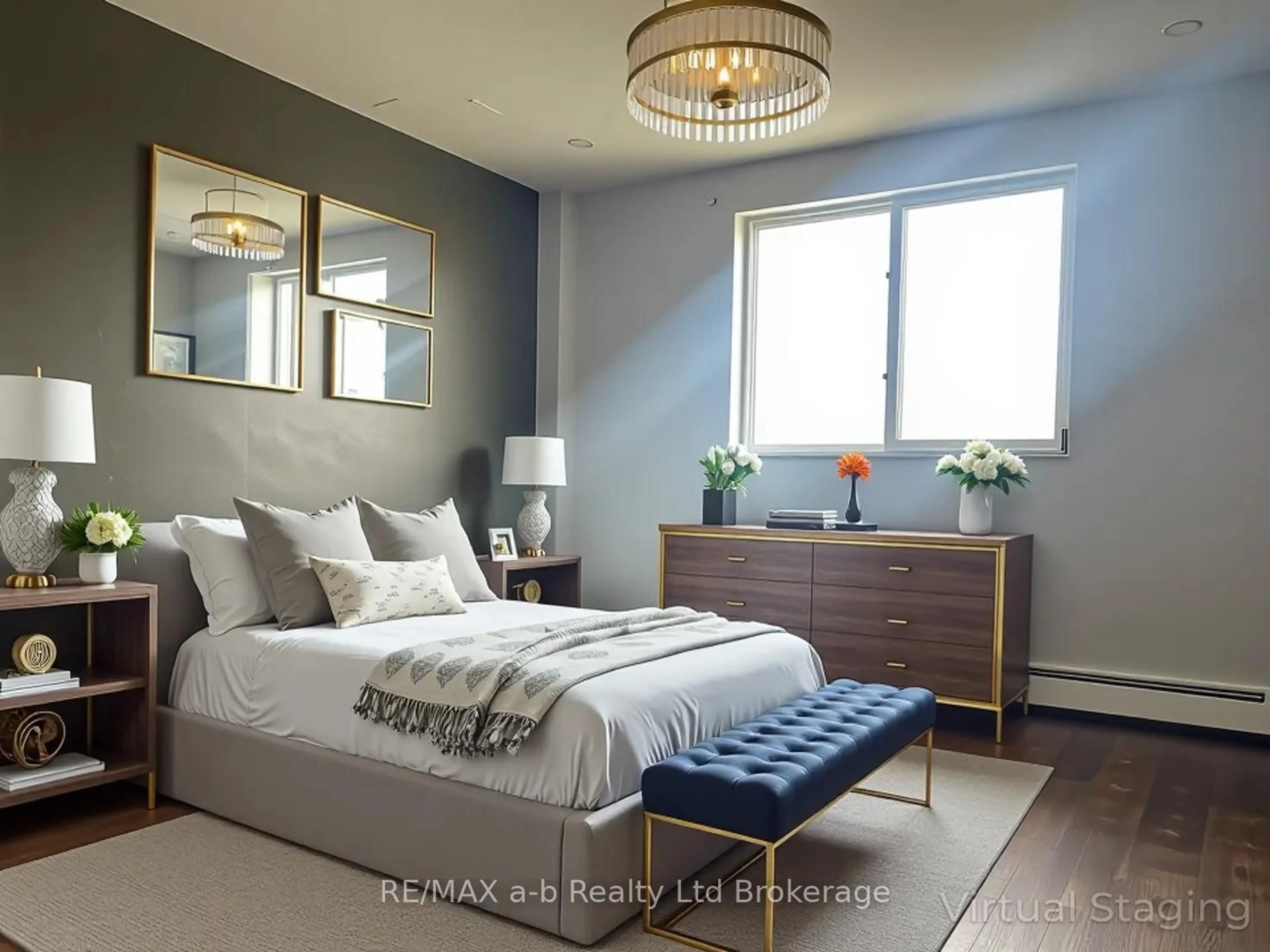 Bedroom with bed, wood/laminate floor for 583 Mornington Ave #501, London East Ontario N5Y 3E9