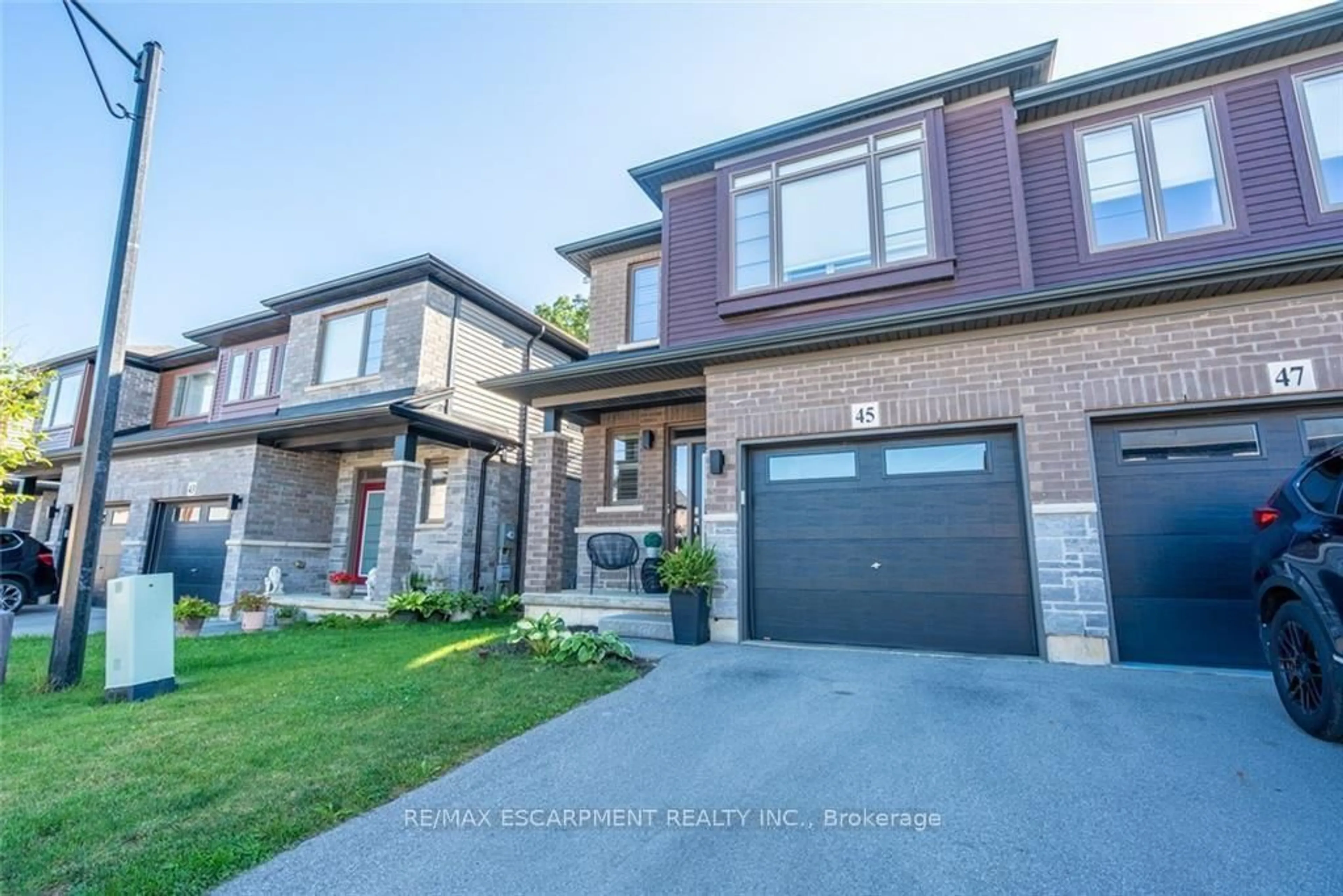 Home with brick exterior material, street for 45 Burley Lane, Hamilton Ontario L9G 0G5