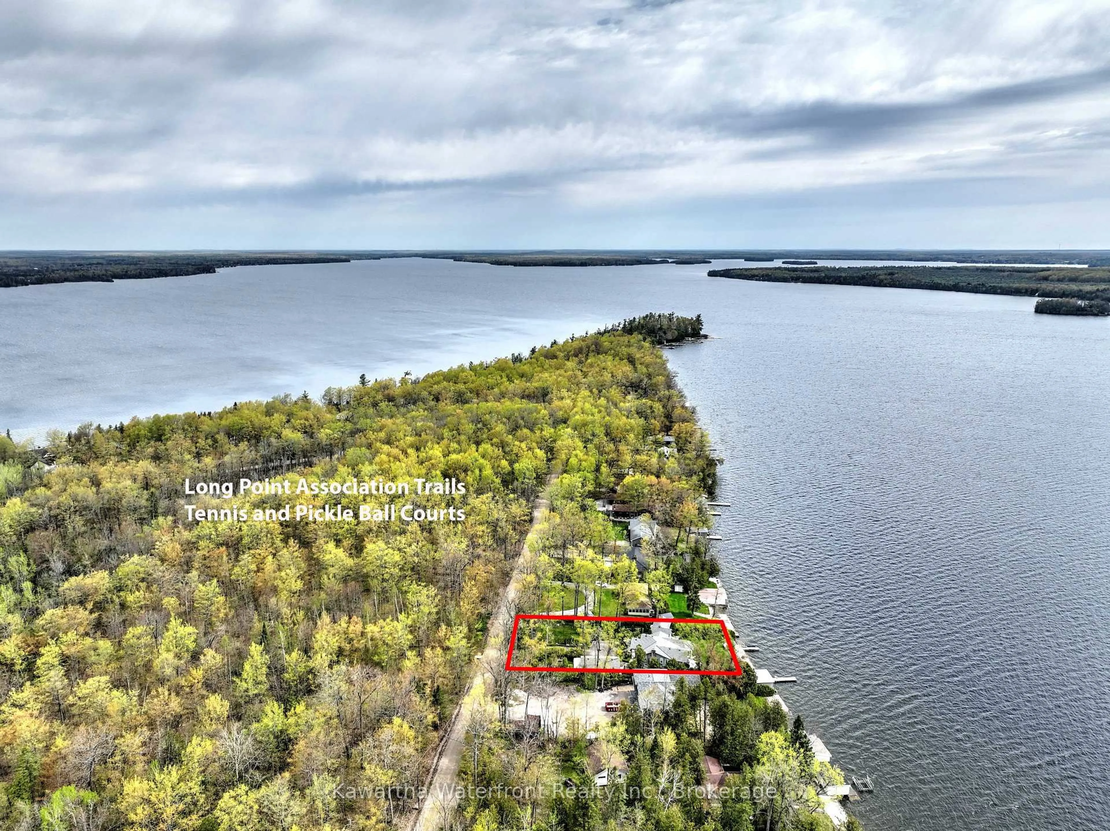 A pic from outside/outdoor area/front of a property/back of a property/a pic from drone, water/lake/river/ocean view for 48 Maple Ave, Kawartha Lakes Ontario K0M 2B0