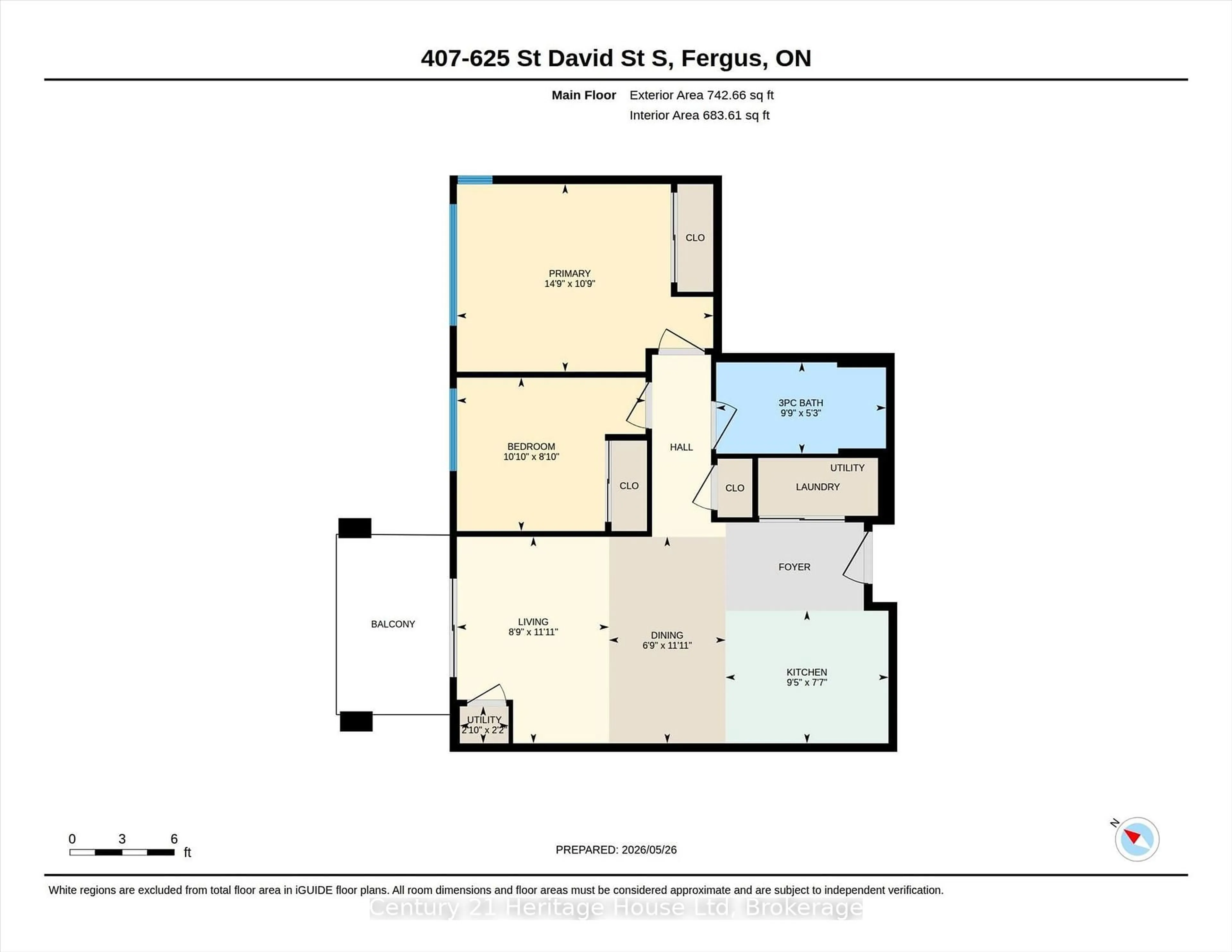 Floor plan for 625 St David St #407, Centre Wellington Ontario N1M 0A8