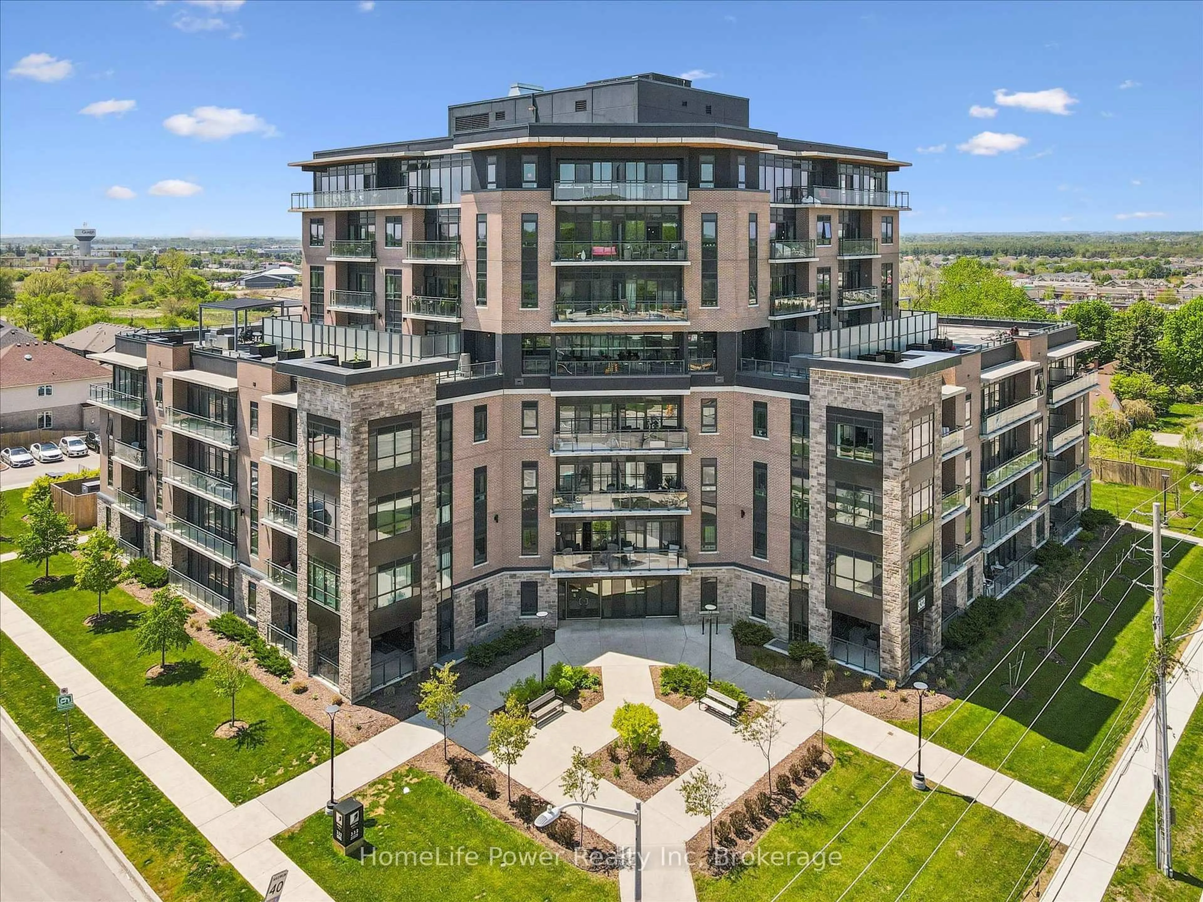 A pic from outside/outdoor area/front of a property/back of a property/a pic from drone, city buildings view from balcony for 332 Gosling Gdns #803, Guelph Ontario N1L 0P8